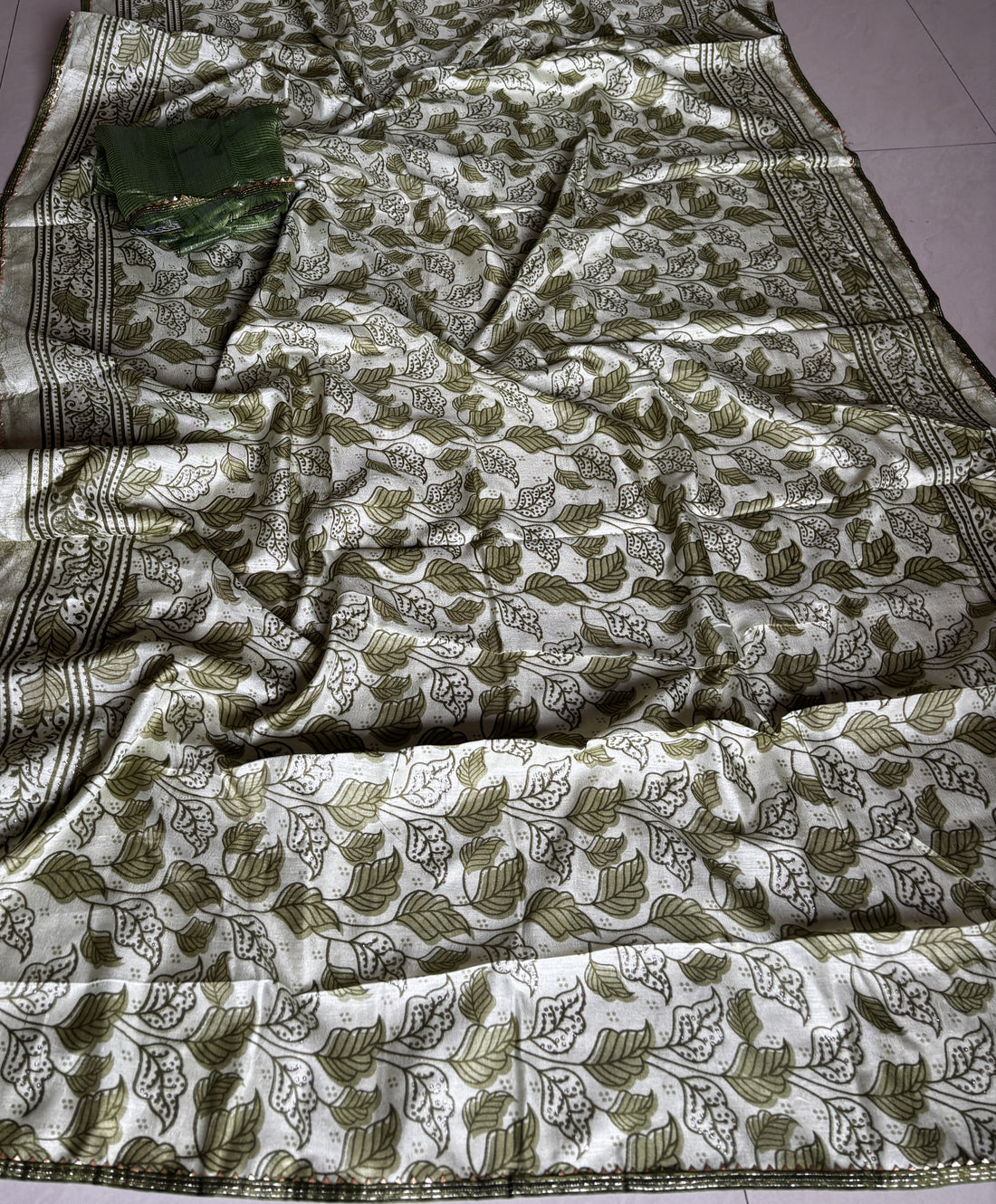 Green Printed Semicotton Corporate Saree