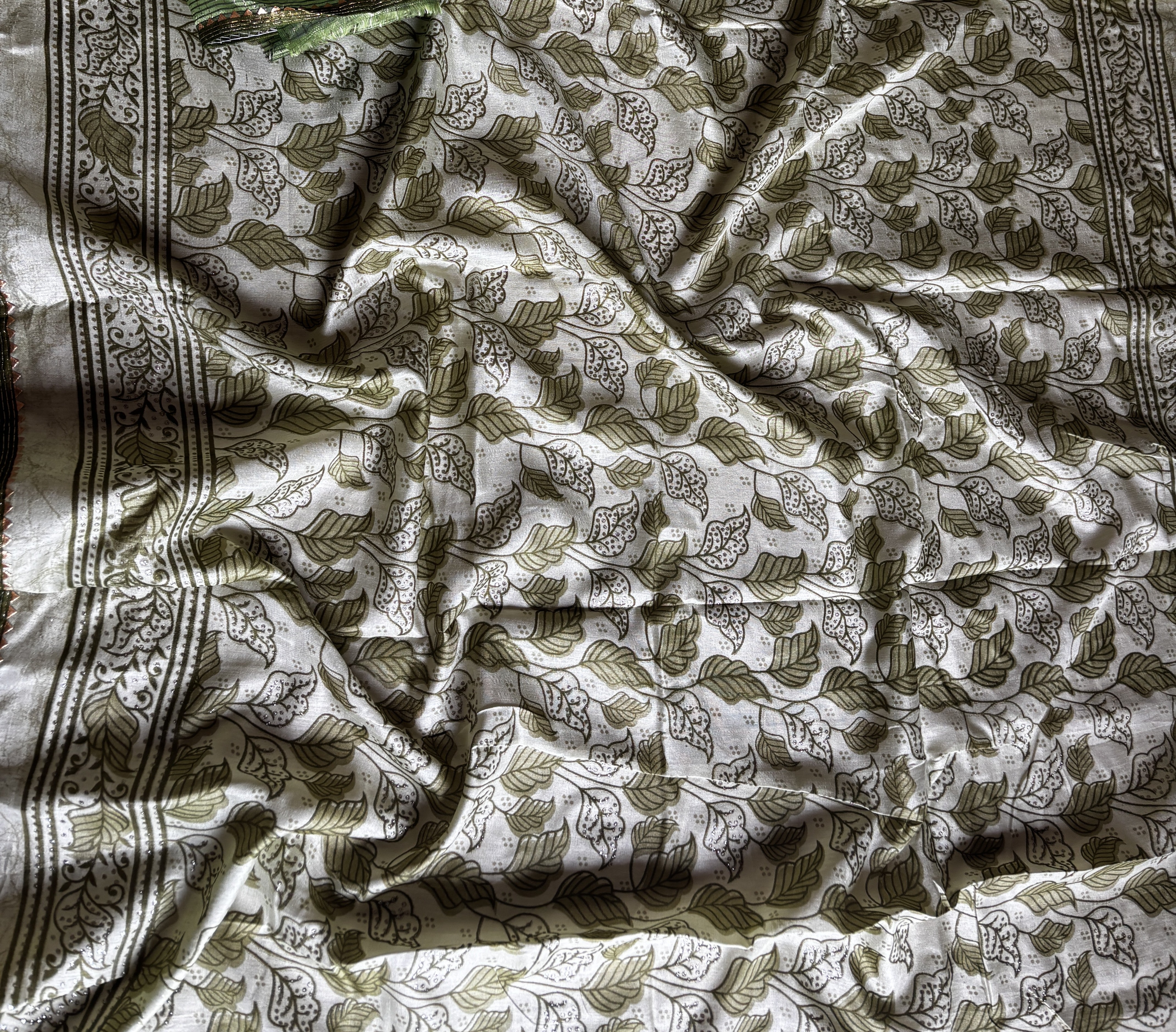 Green Printed Semicotton Corporate Saree