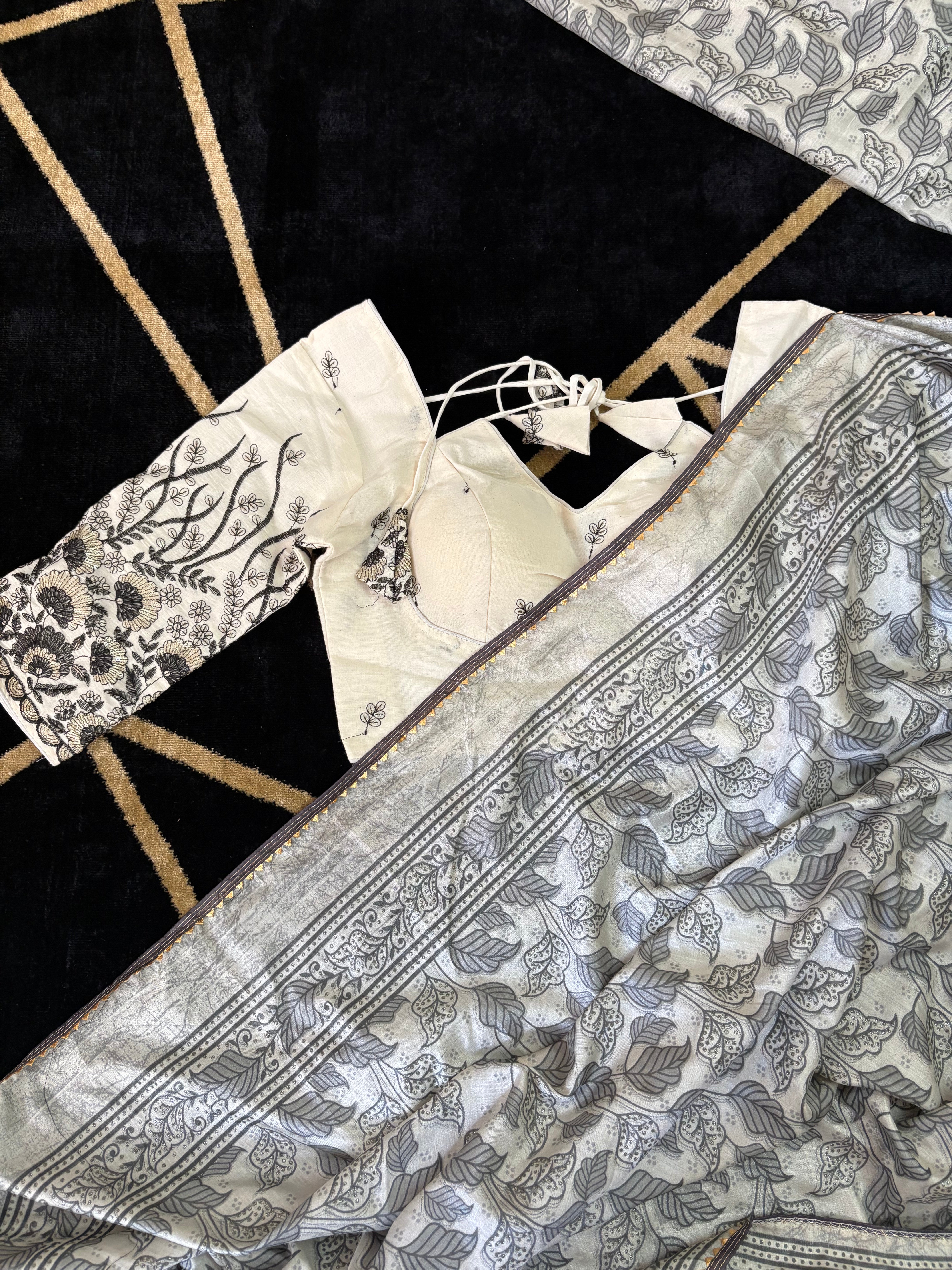 Silver Leaf Serenity saree