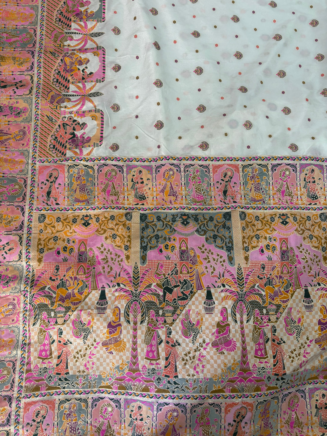 Off-White Mythological Weave Saree