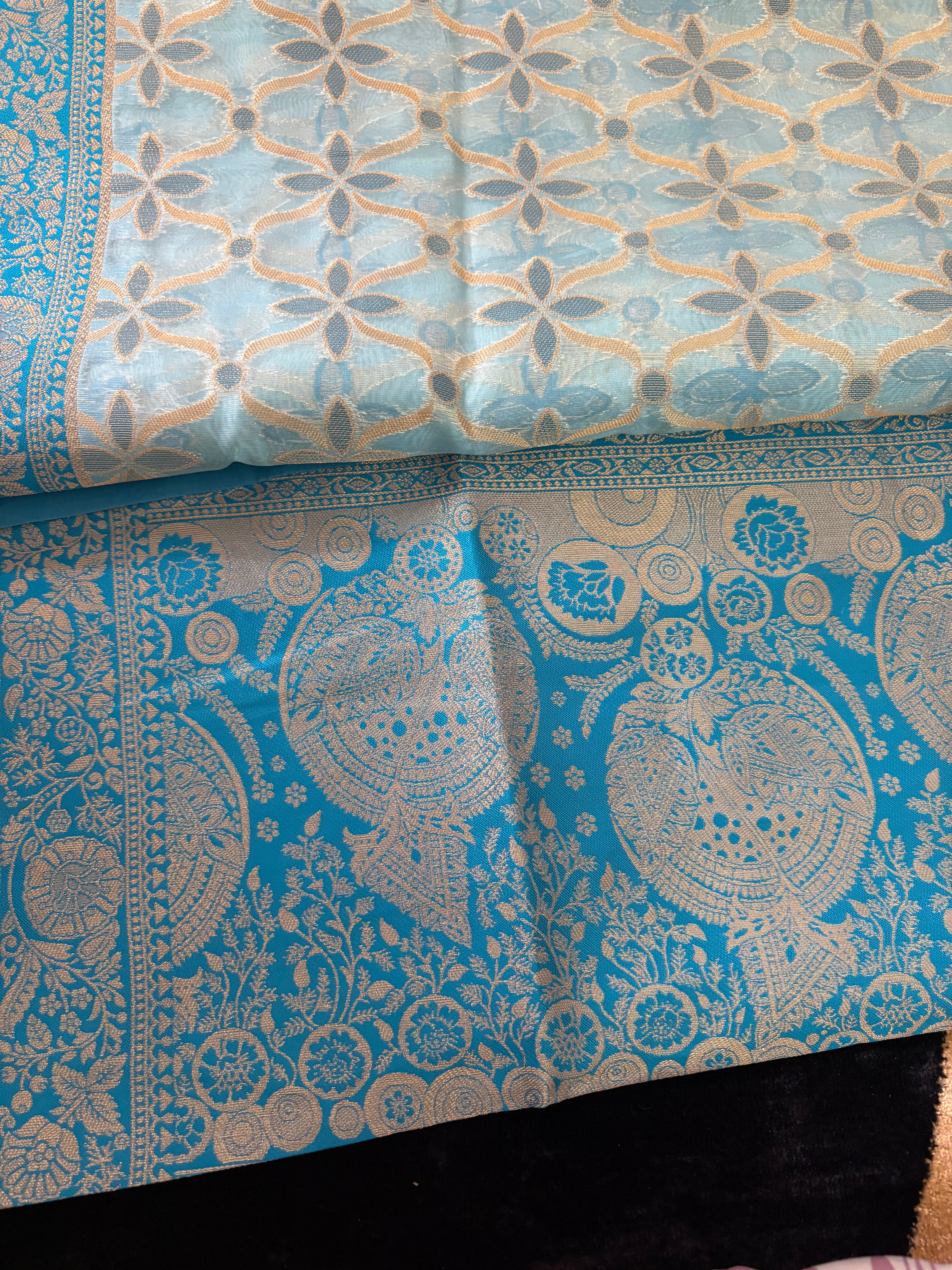 Adaa- Sky Blue Banarasi tissue Saree