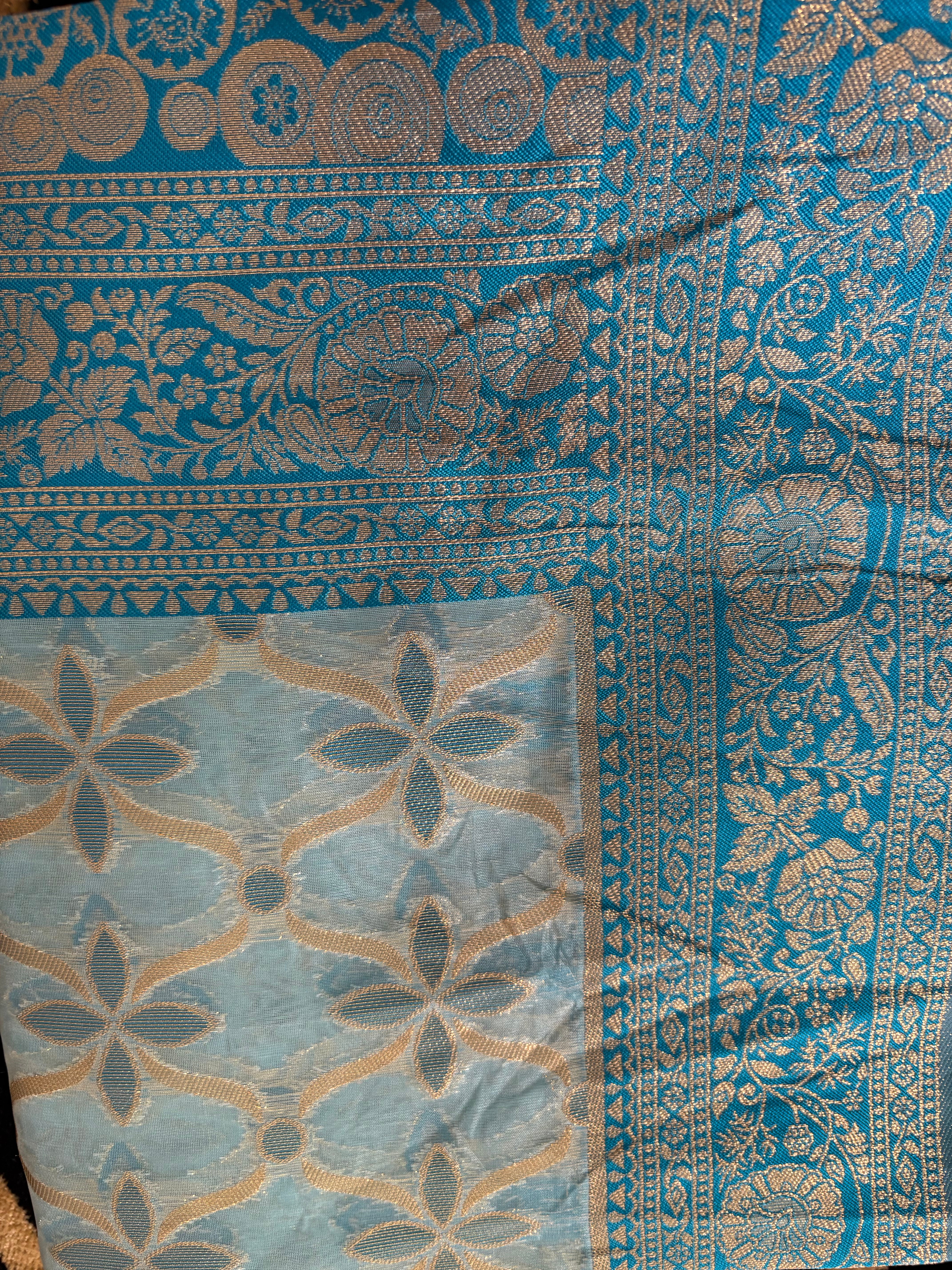 Adaa- Sky Blue Banarasi tissue Saree