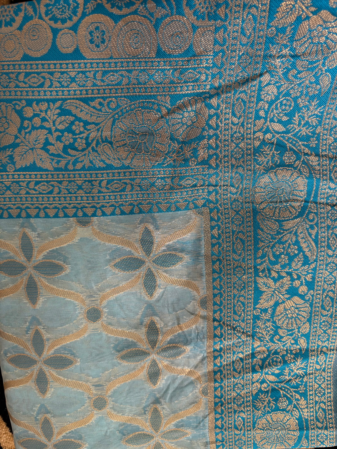 Adaa- Sky Blue Banarasi tissue Saree