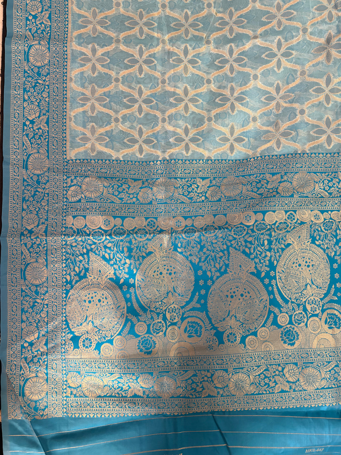 Adaa- Sky Blue Banarasi tissue Saree