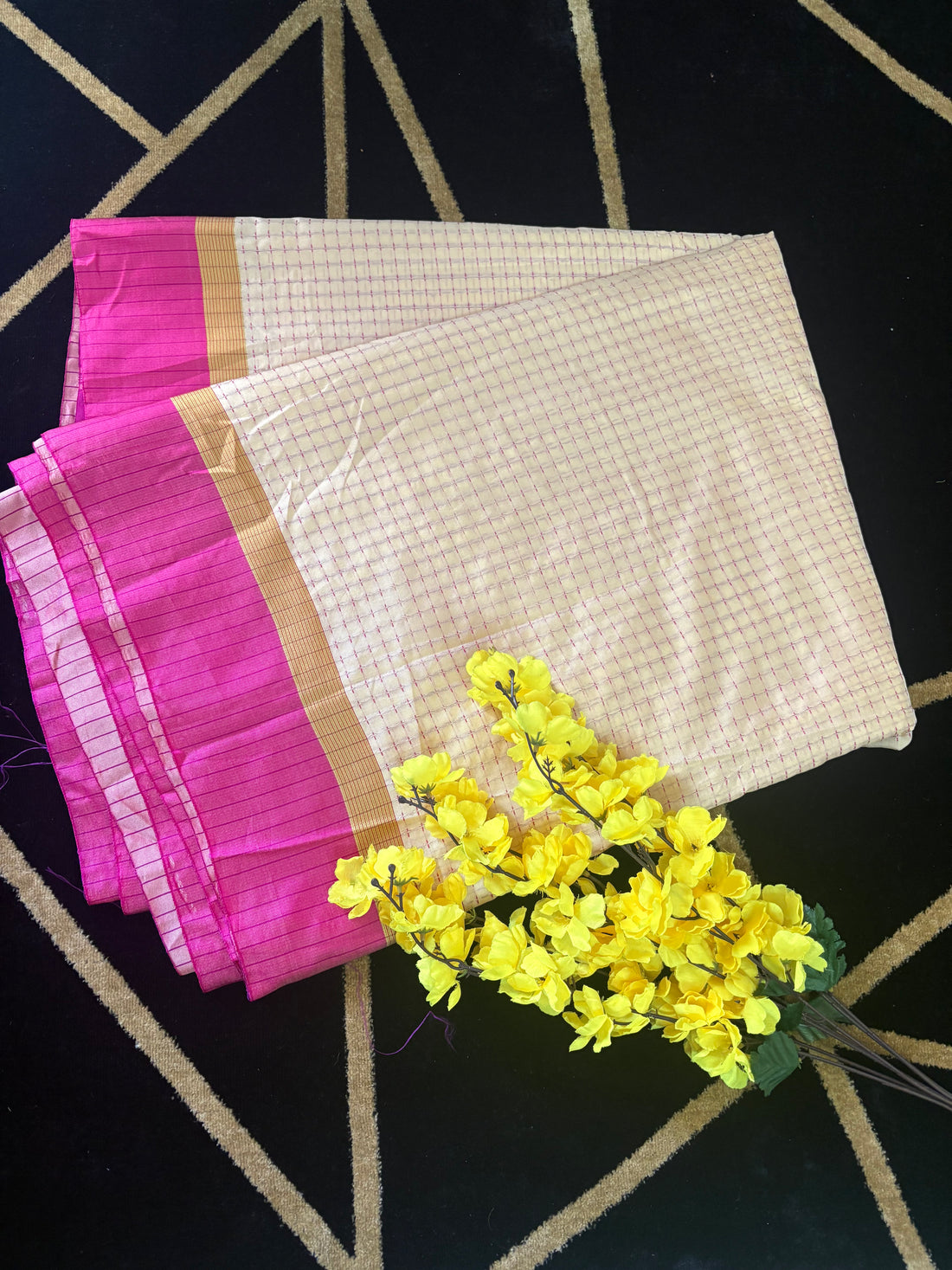 KanMani-South Silk (Cream & Pink)