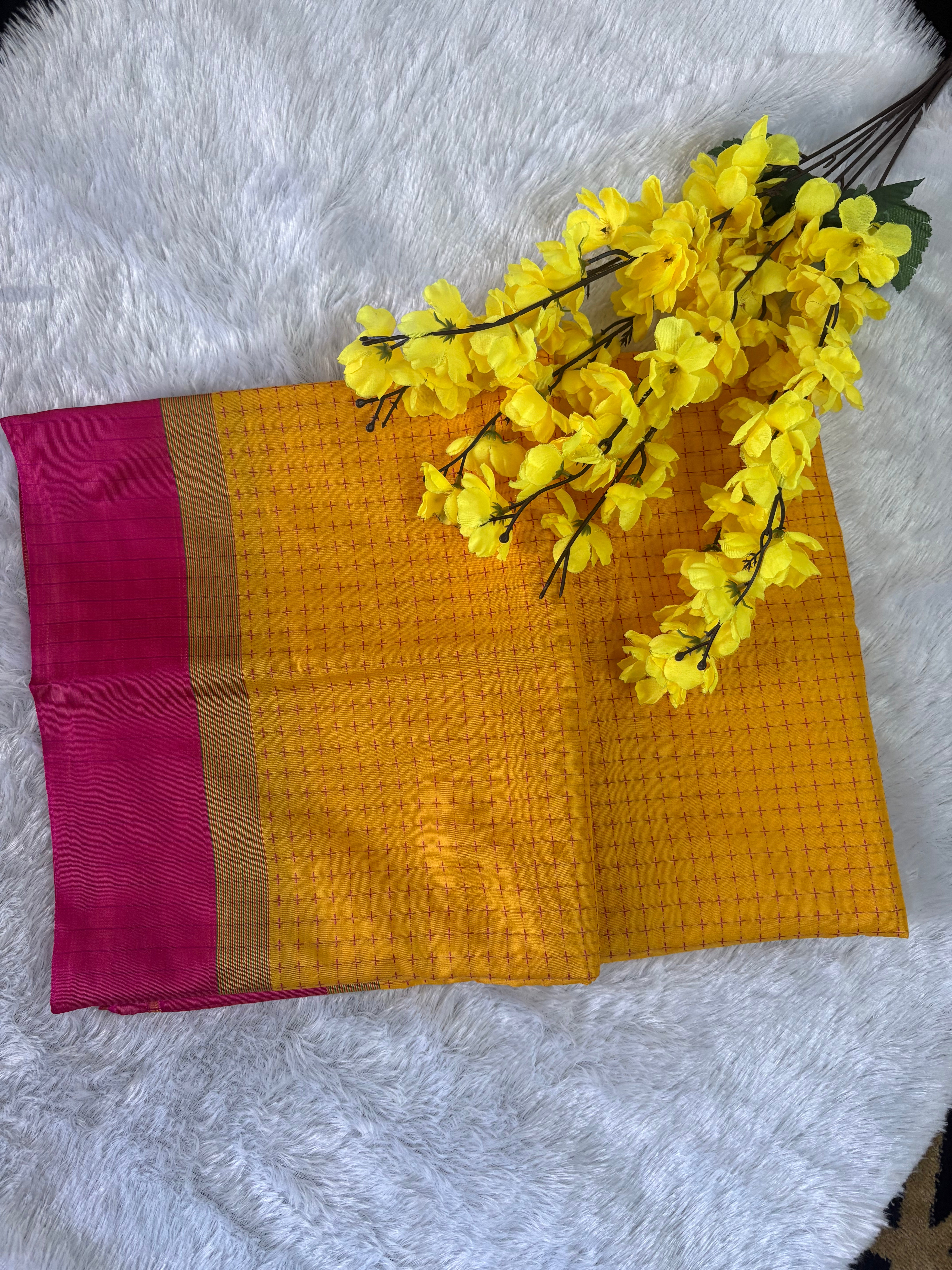 KanMani-South Silk (Mustard Yellow & Pink)