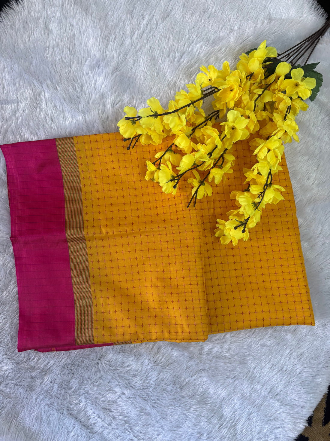 KanMani-South Silk (Mustard Yellow & Pink)