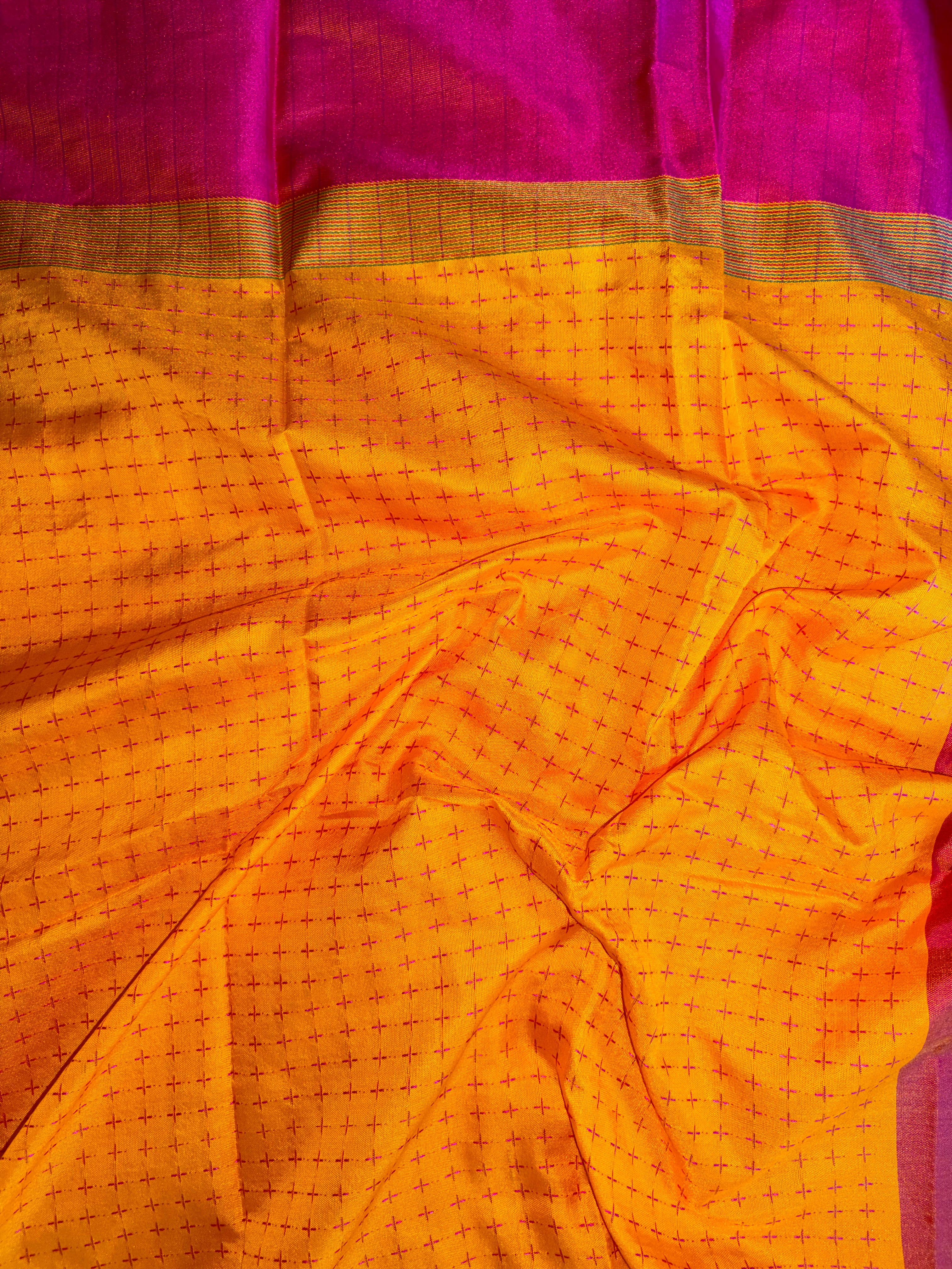 KanMani-South Silk (Mustard Yellow & Pink)