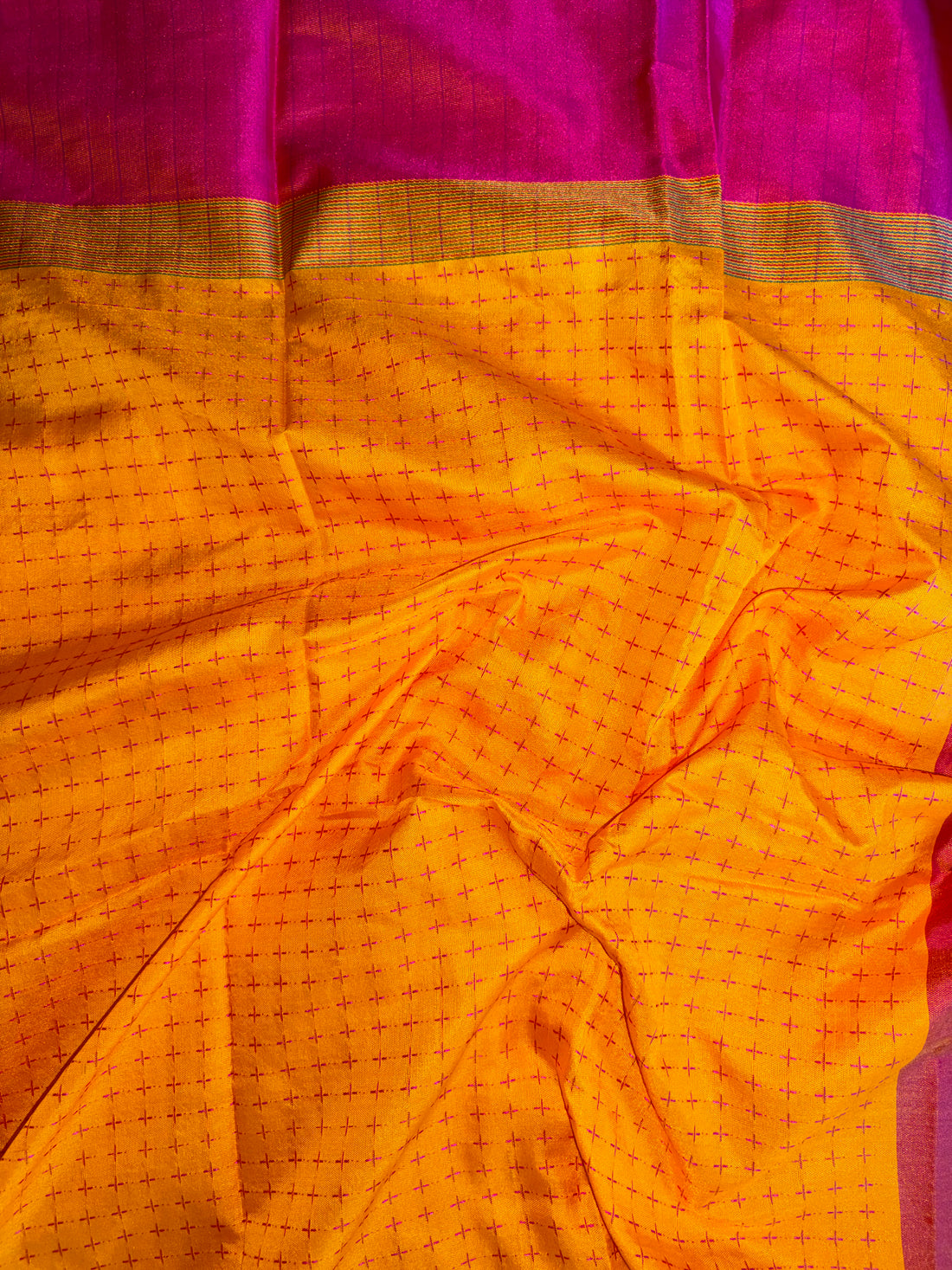 KanMani-South Silk (Mustard Yellow & Pink)