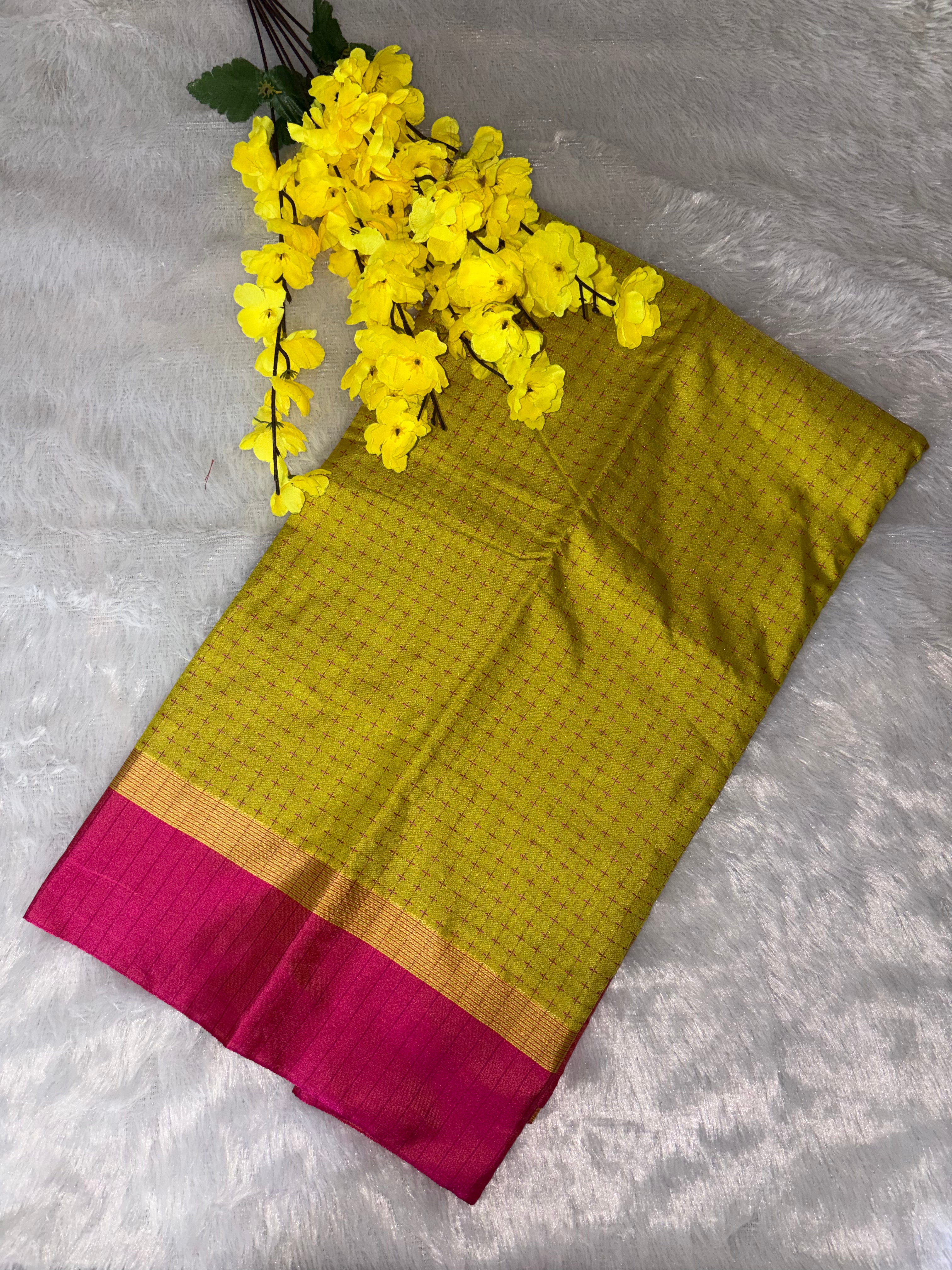 Kanmani- South Silk ( Lime green & Pink)