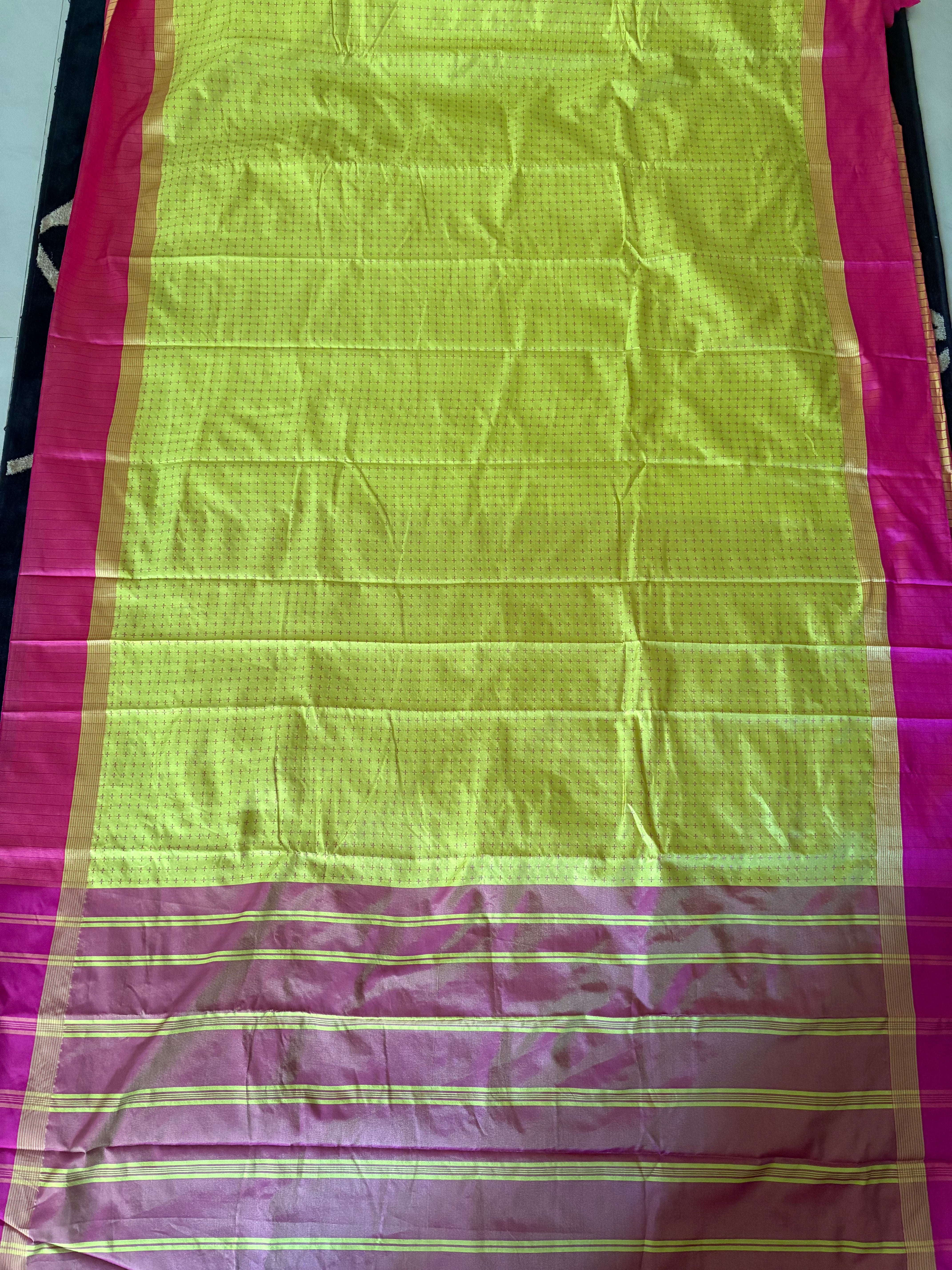 Kanmani- South Silk ( Lime green & Pink)