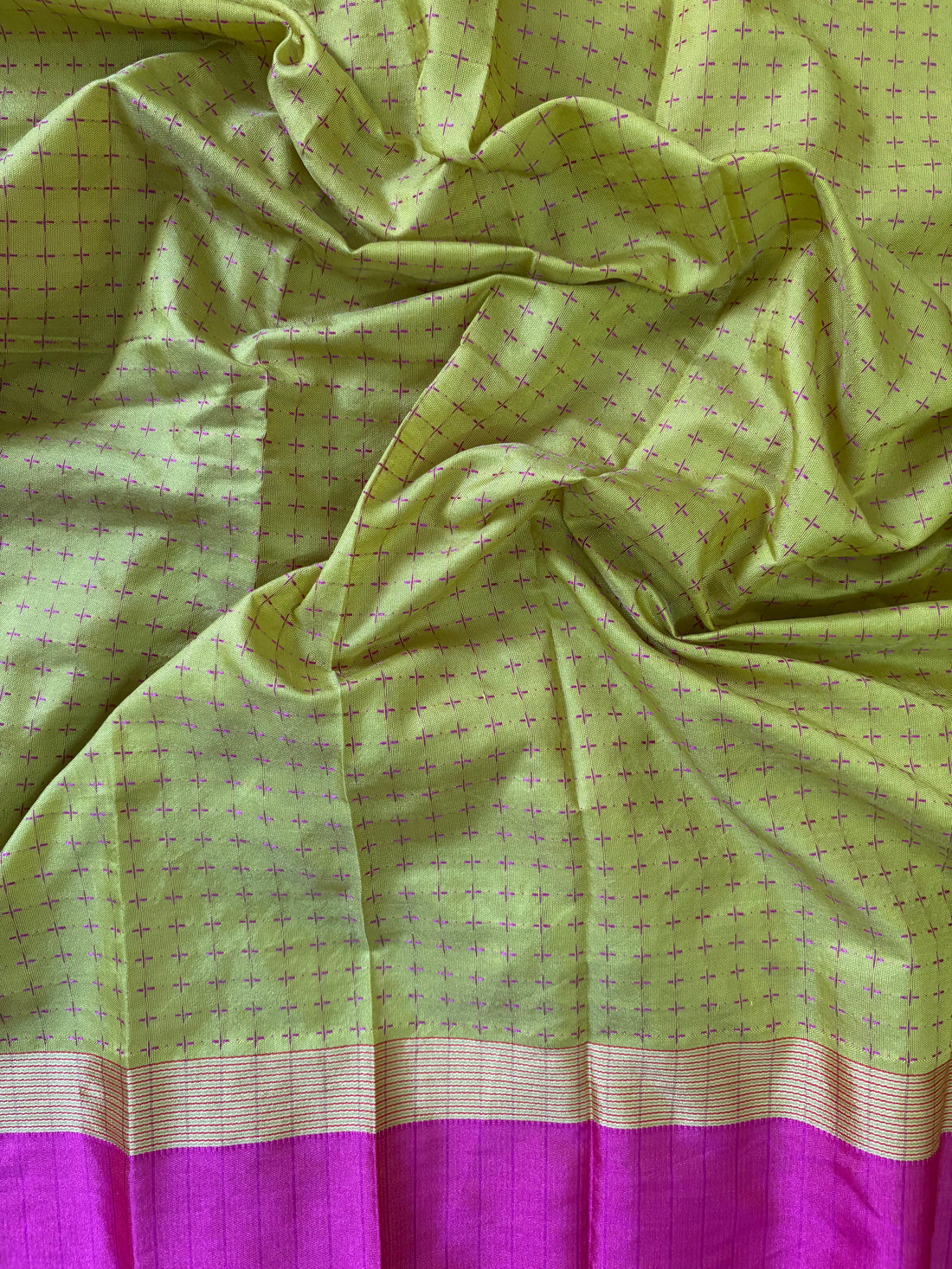 Kanmani- South Silk ( Lime green & Pink)