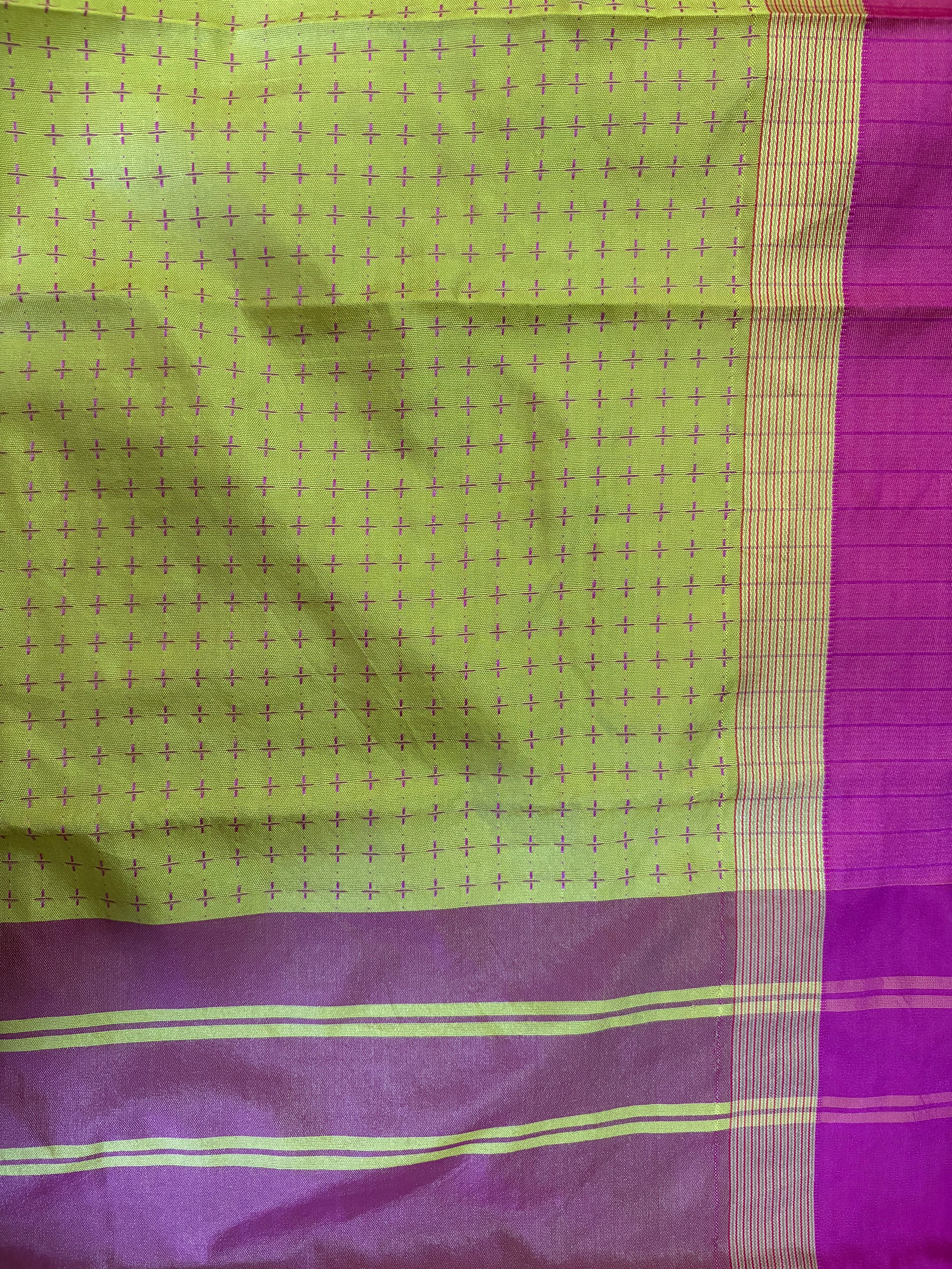 Kanmani- South Silk ( Lime green & Pink)