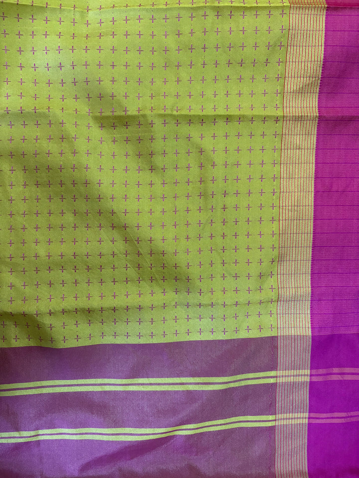 Kanmani- South Silk ( Lime green & Pink)