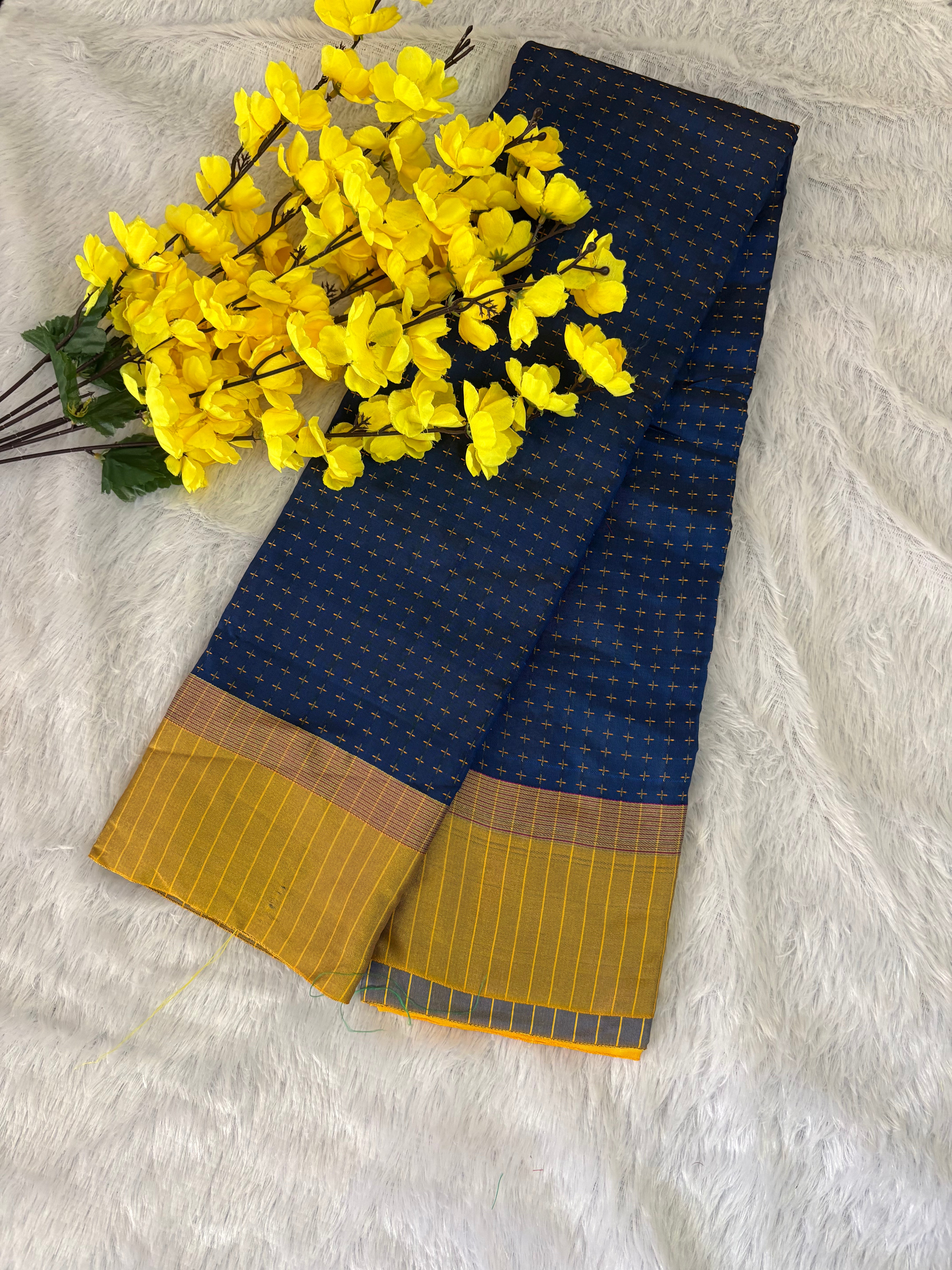 KanMani-South Silk (Navy Blue & Yellow)