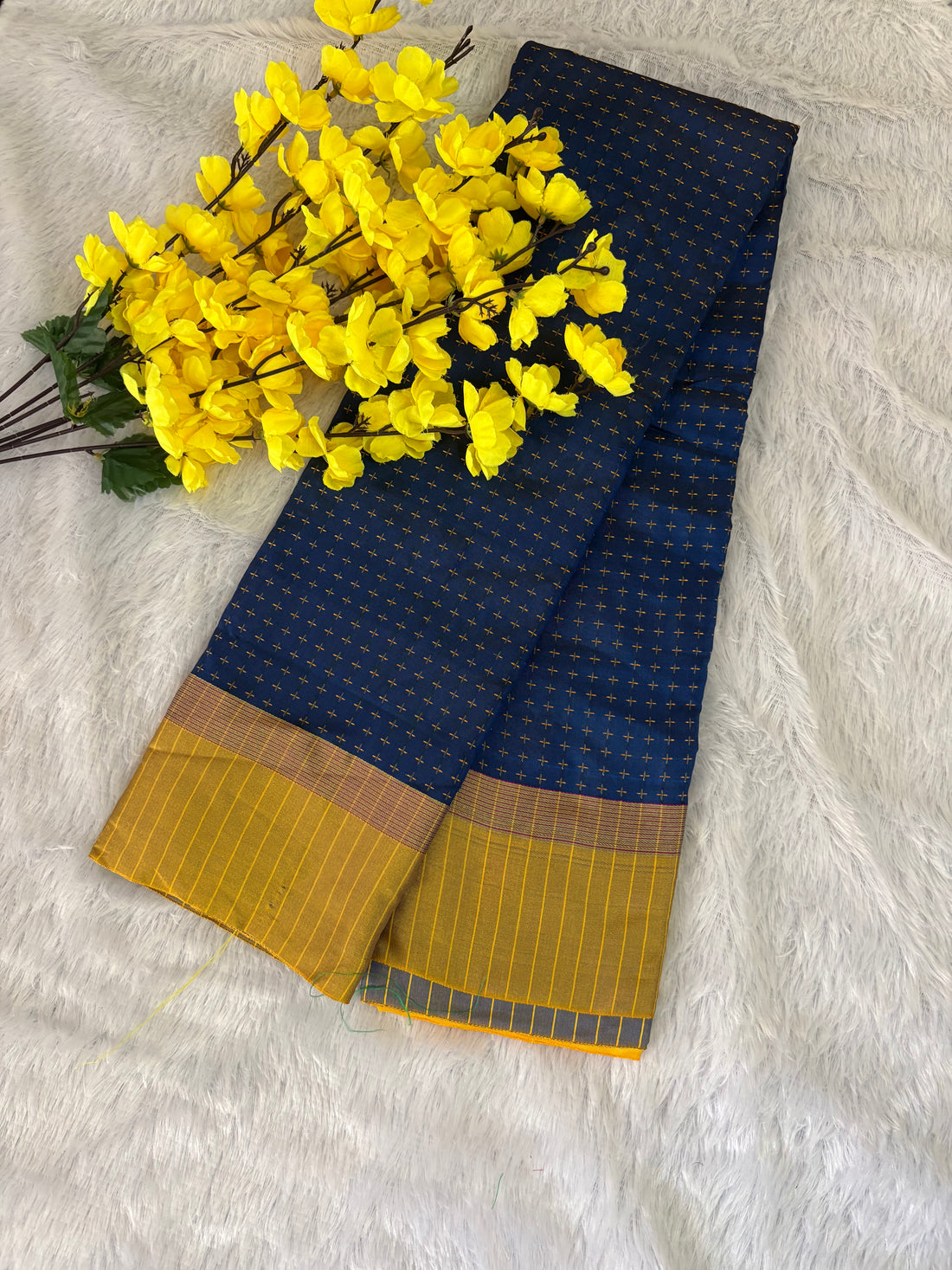 KanMani-South Silk (Navy Blue & Yellow)