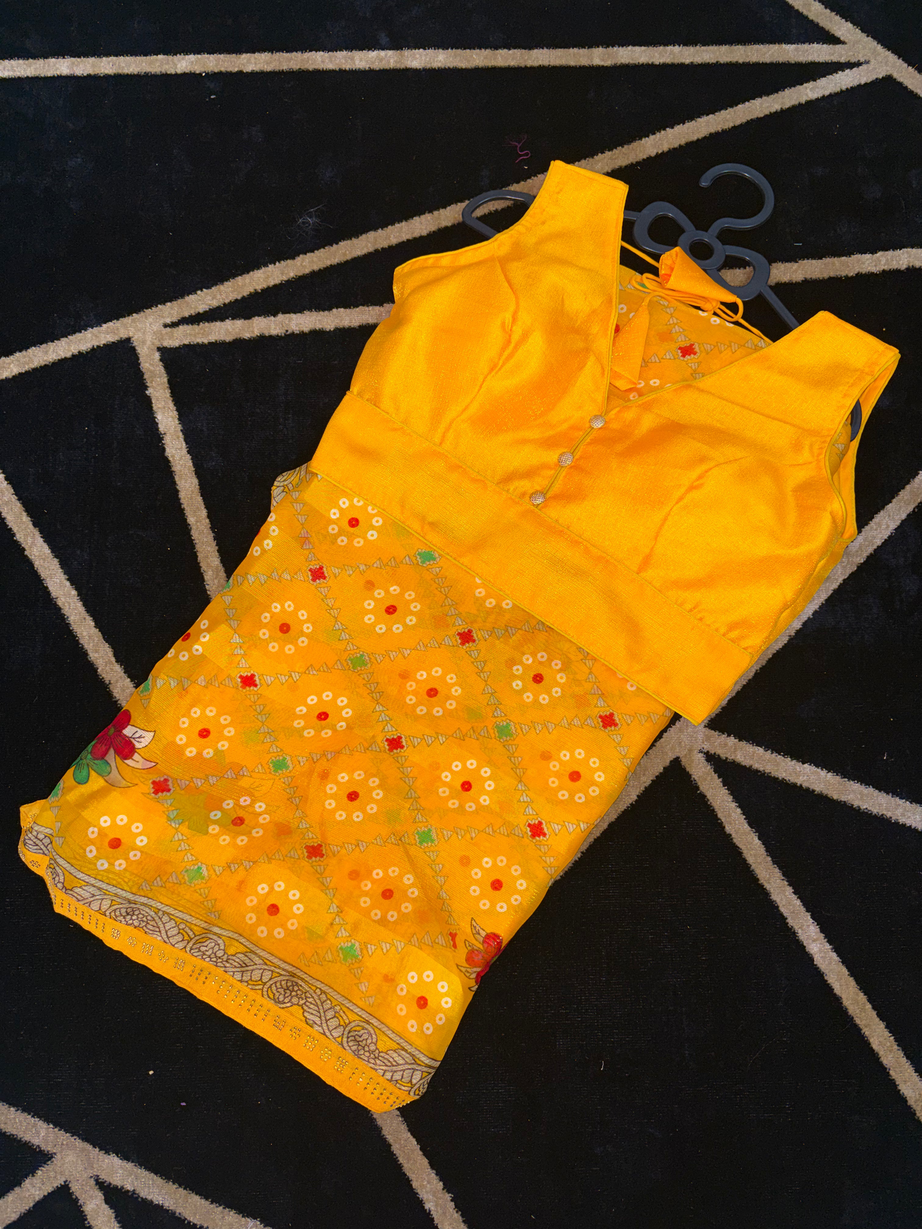 Bandhani-Chiffon Silk (Yellow)