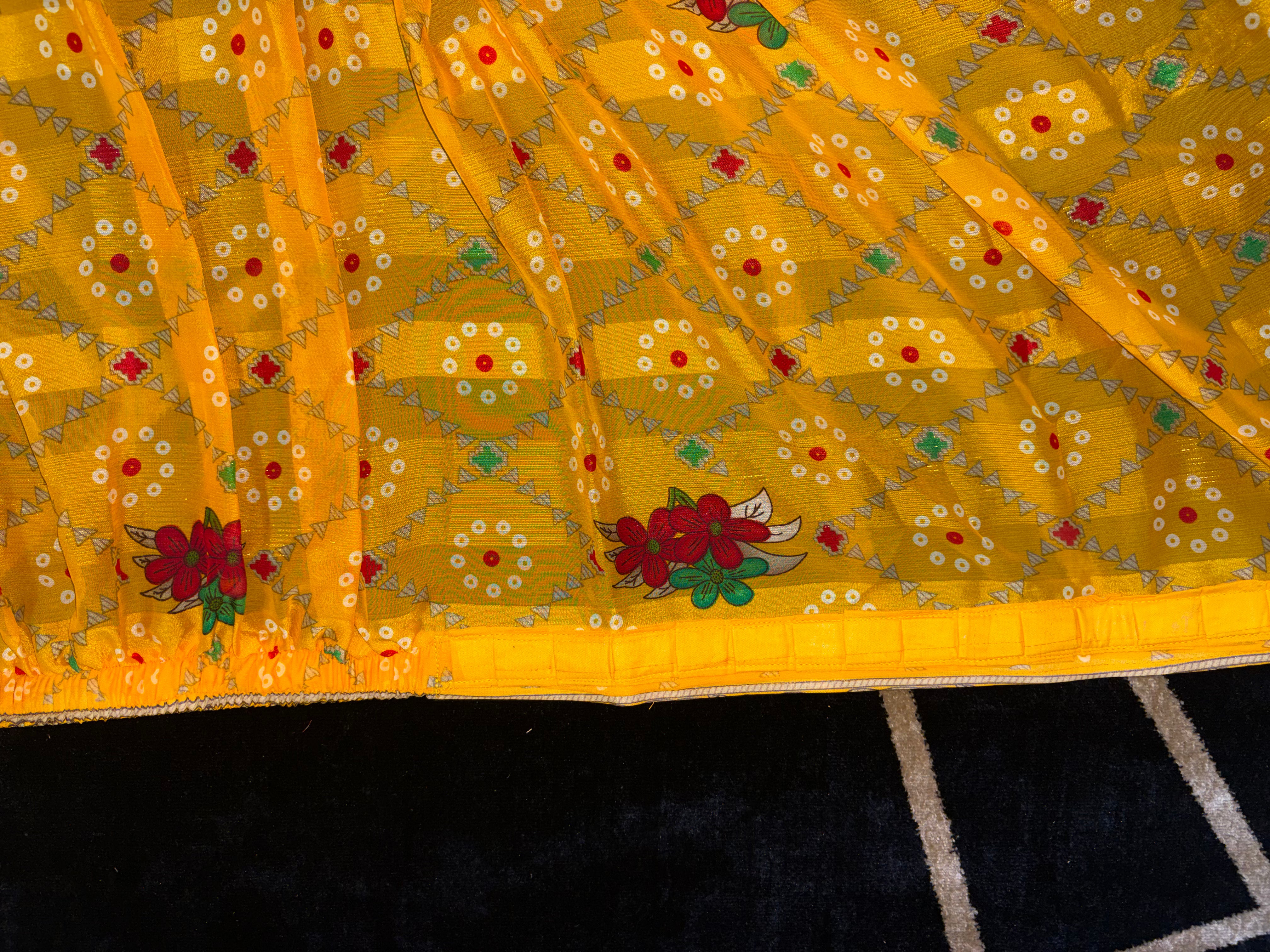 Bandhani-Chiffon Silk (Yellow)