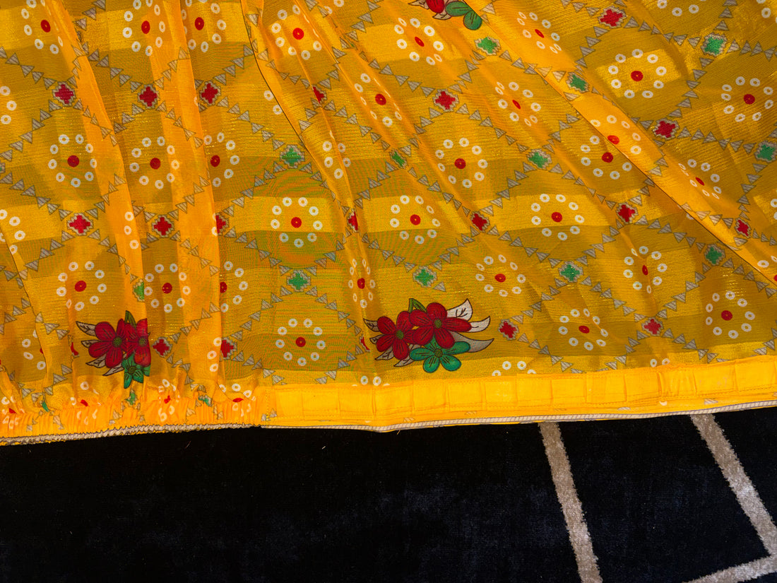 Bandhani-Chiffon Silk (Yellow)