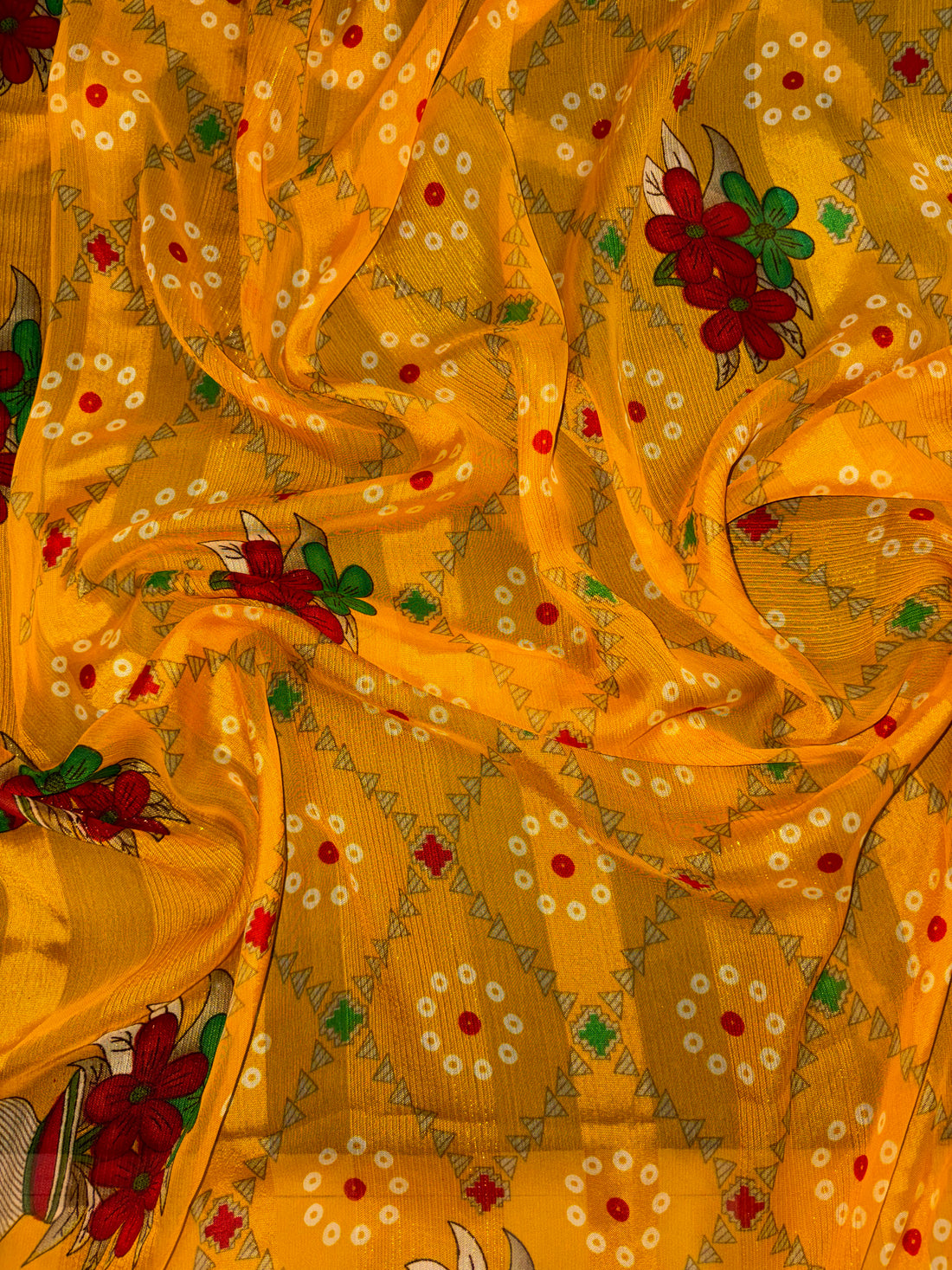 Bandhani-Chiffon Silk (Yellow)