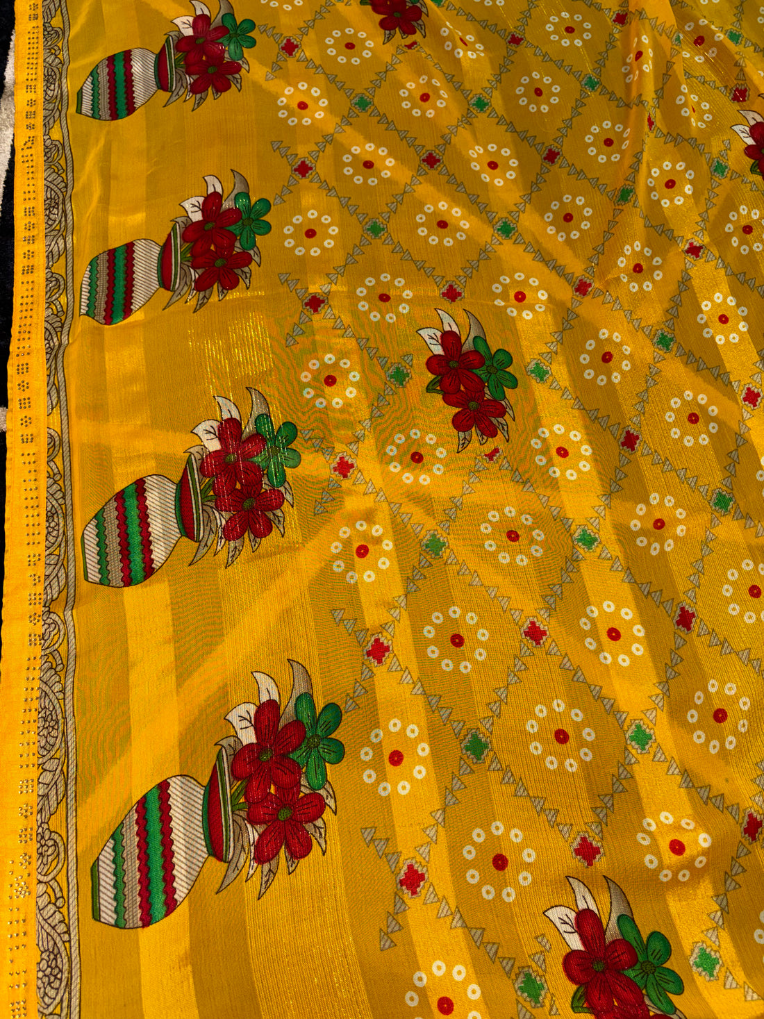 Bandhani-Chiffon Silk (Yellow)