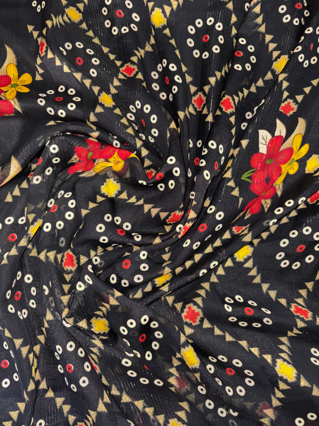 Bandhani-Chiffon Silk (Black)