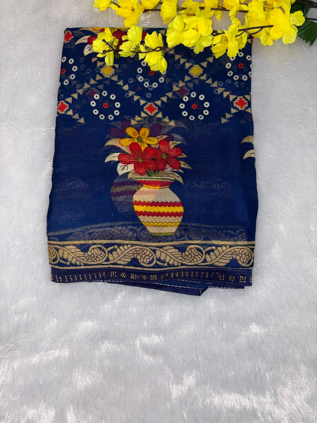 Bandhani-Chiffon Silk (Royal Blue)