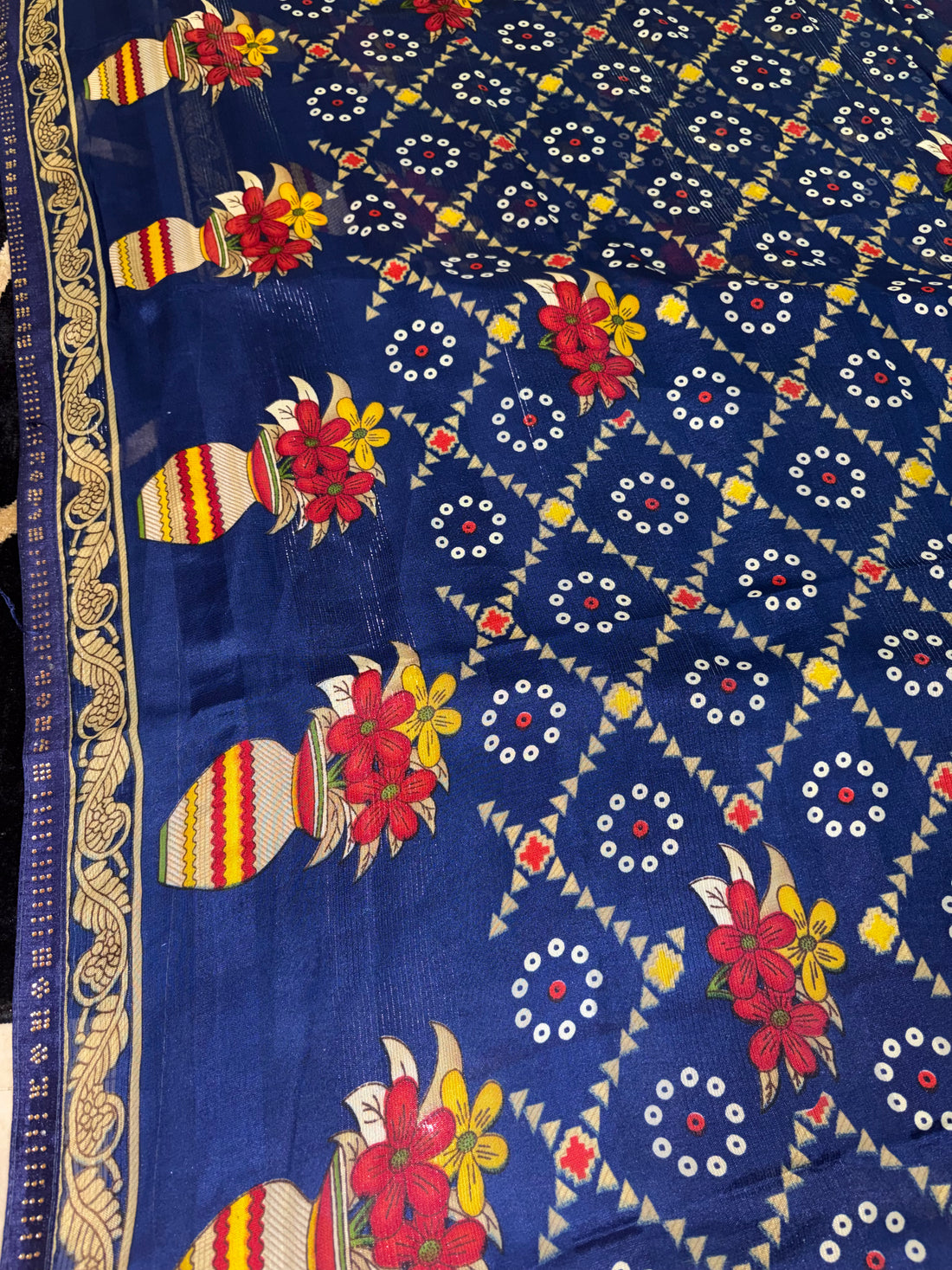 Bandhani-Chiffon Silk (Royal Blue)