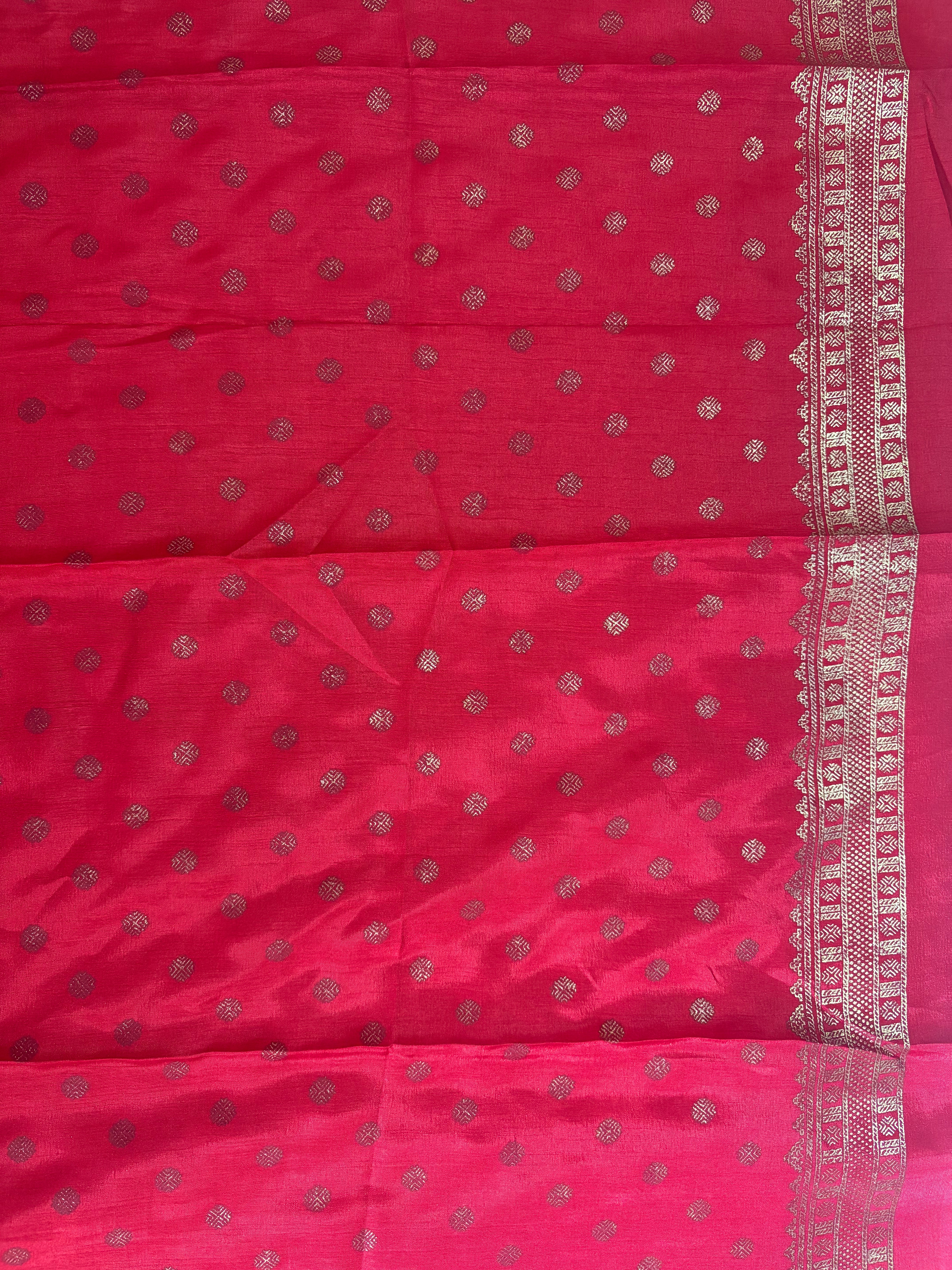 Patola-Dola Silk (Cream & Rich Red)