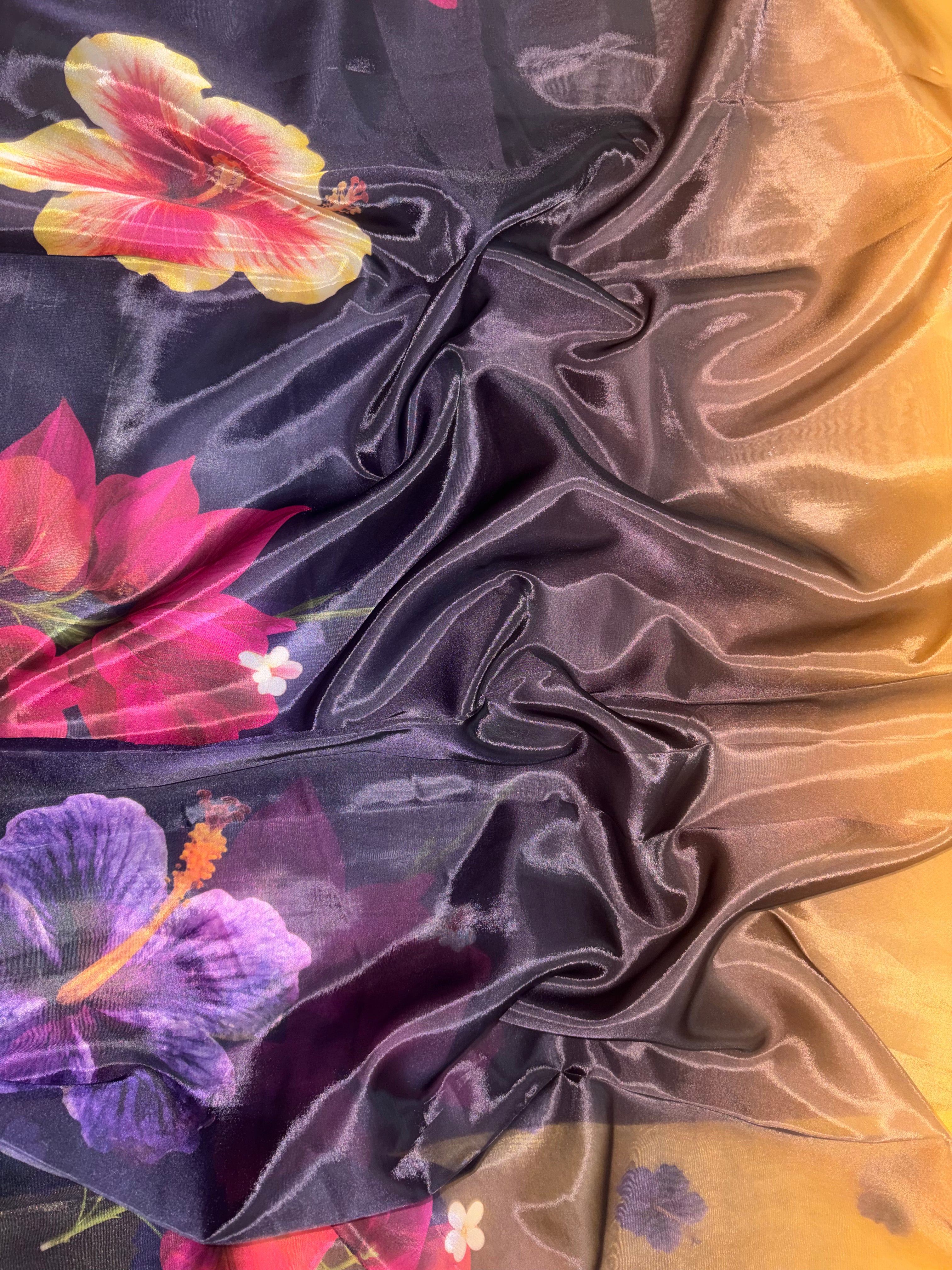 Ramola- Organza (Yellow & Deep Plum)