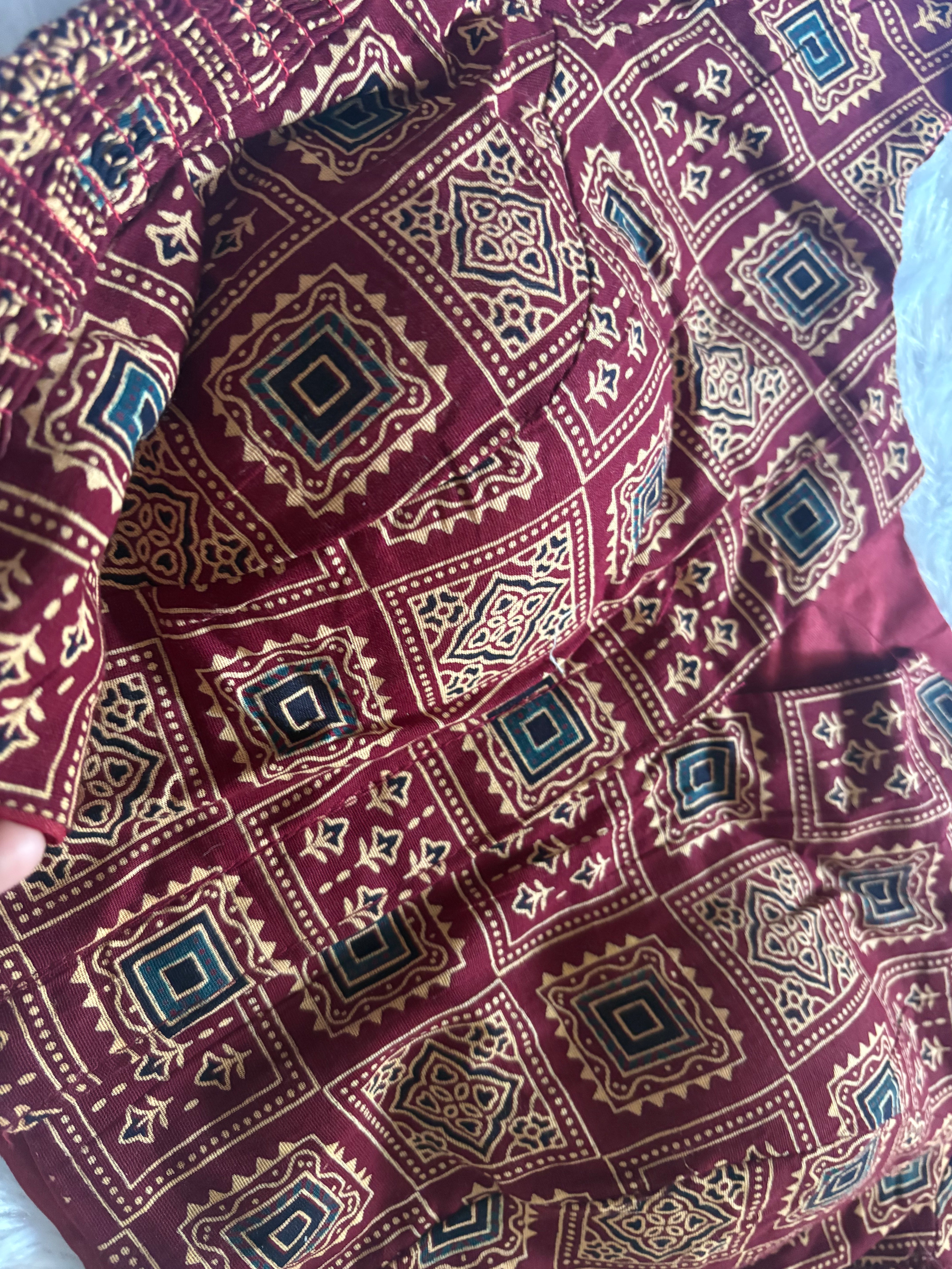 Cotton Side Strechable Blouse (Maroon)