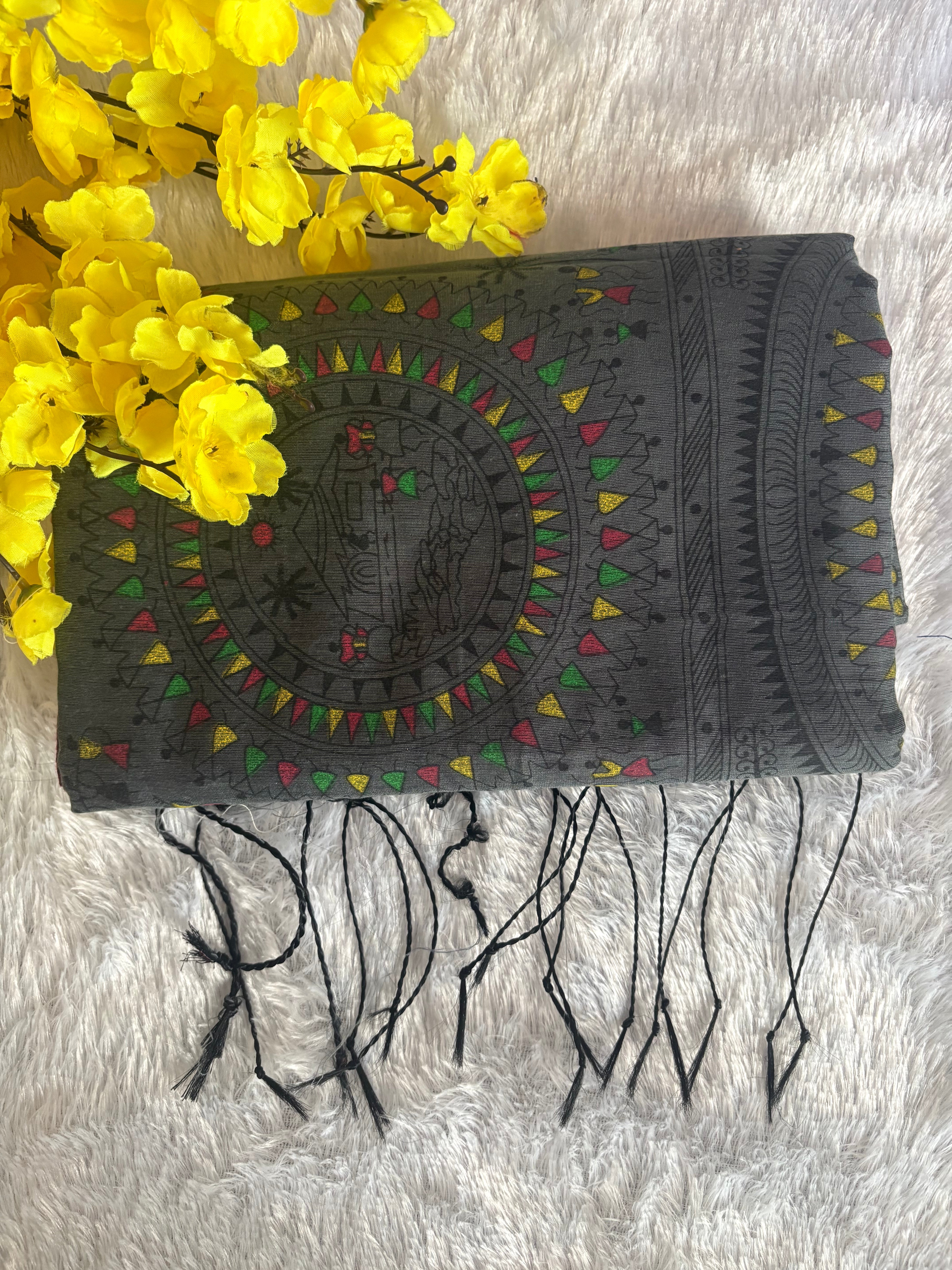 Khadi Cotton ( Charcoal grey & rich magenta)