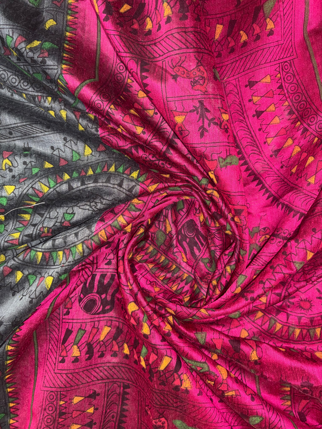 Khadi Cotton ( Charcoal grey & rich magenta)