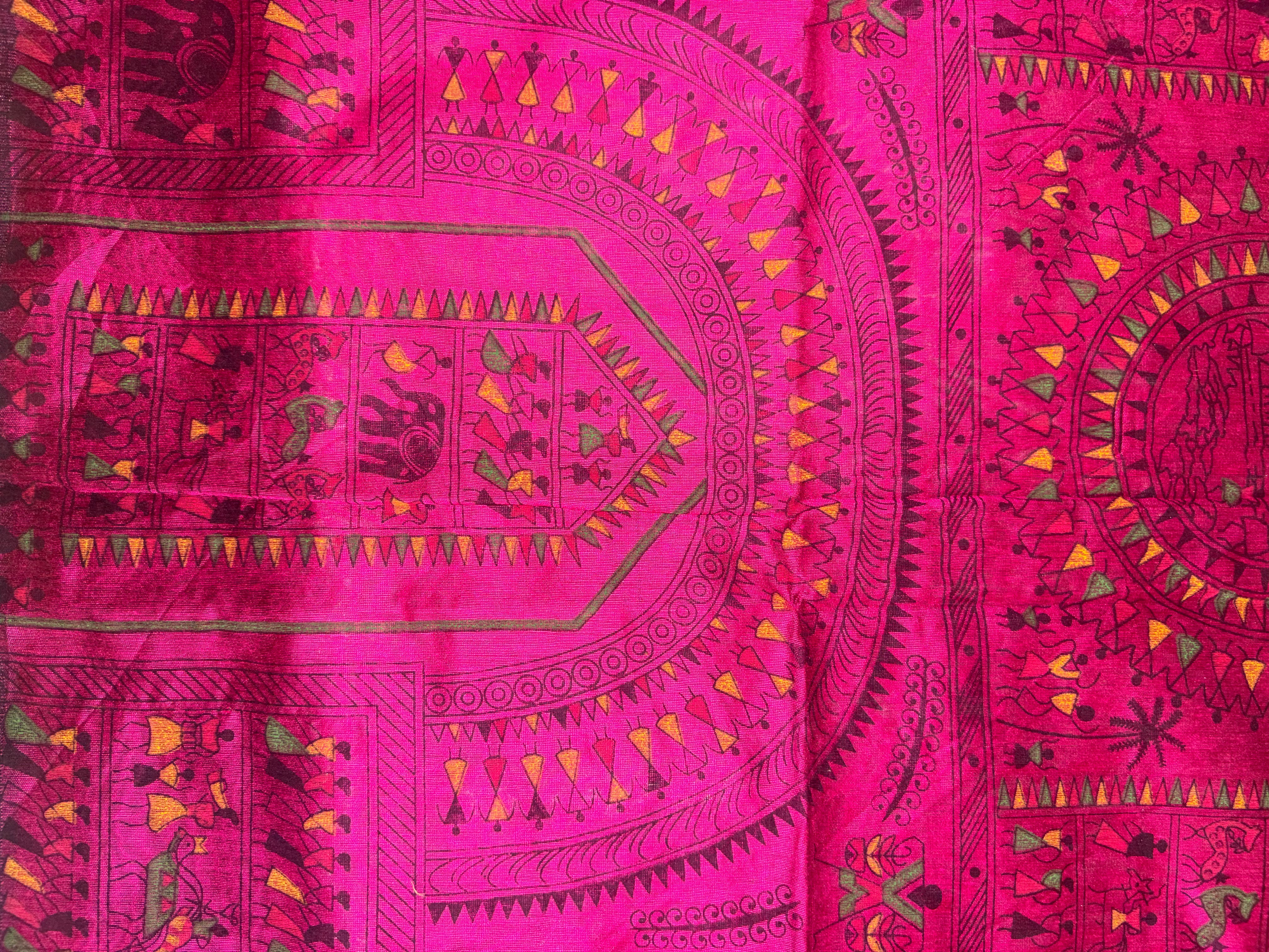 Khadi Cotton ( Charcoal grey & rich magenta)
