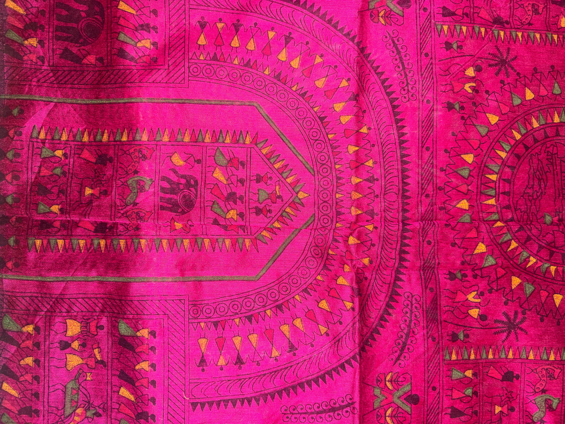 Khadi Cotton ( Charcoal grey & rich magenta)