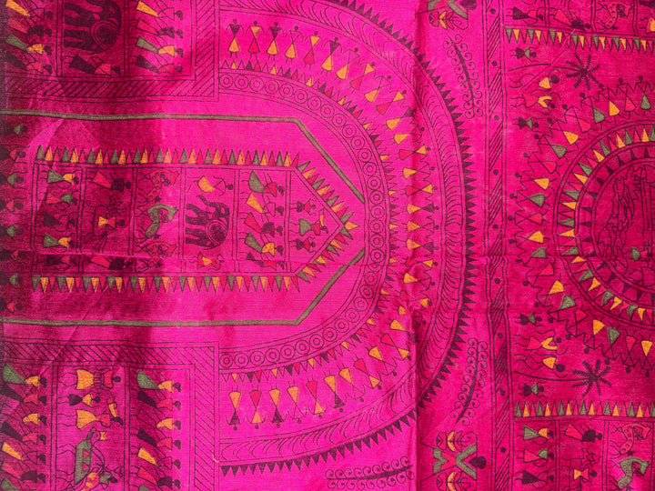 Khadi Cotton ( Charcoal grey & rich magenta)