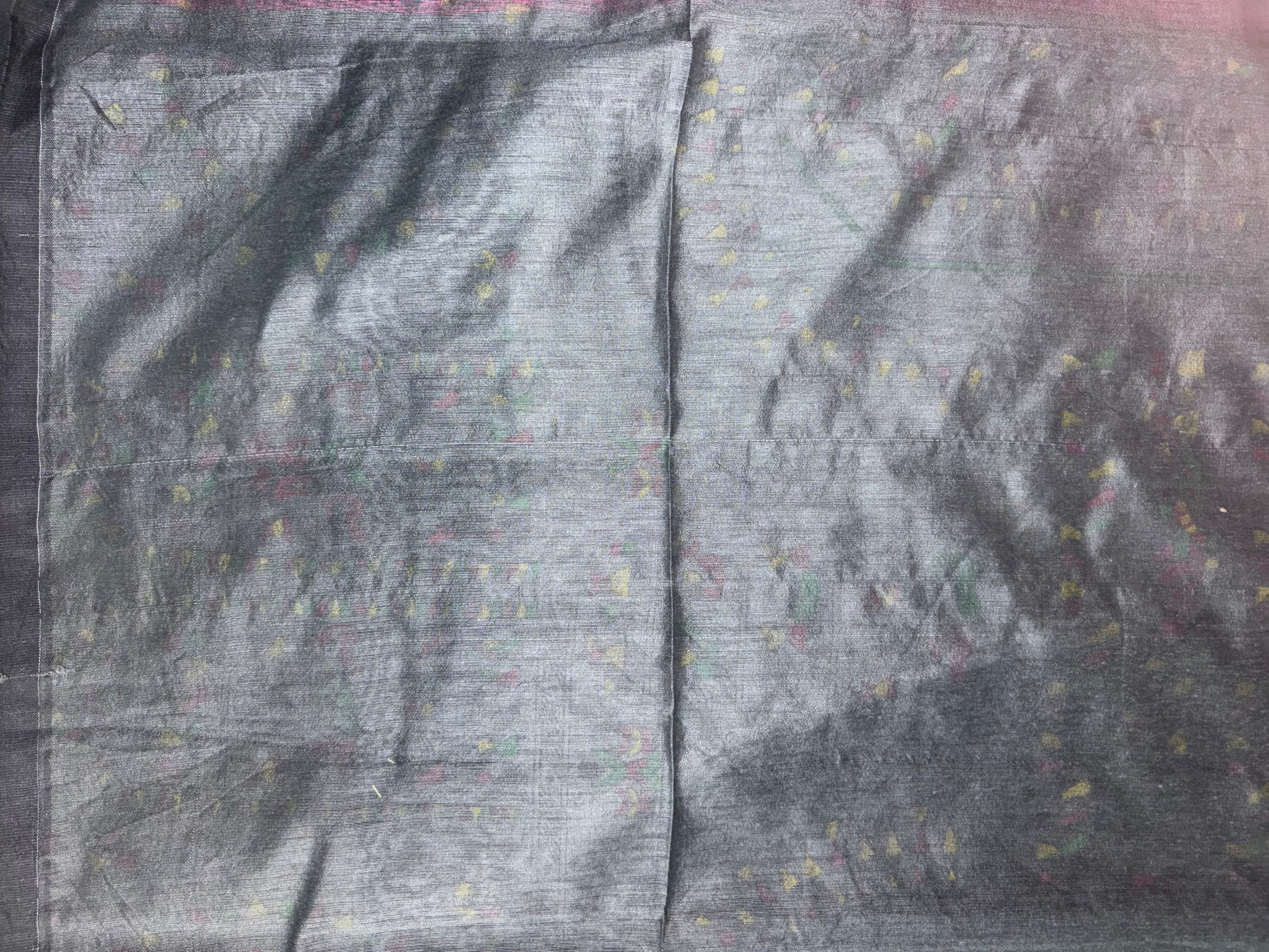 Khadi Cotton ( Charcoal grey & rich magenta)