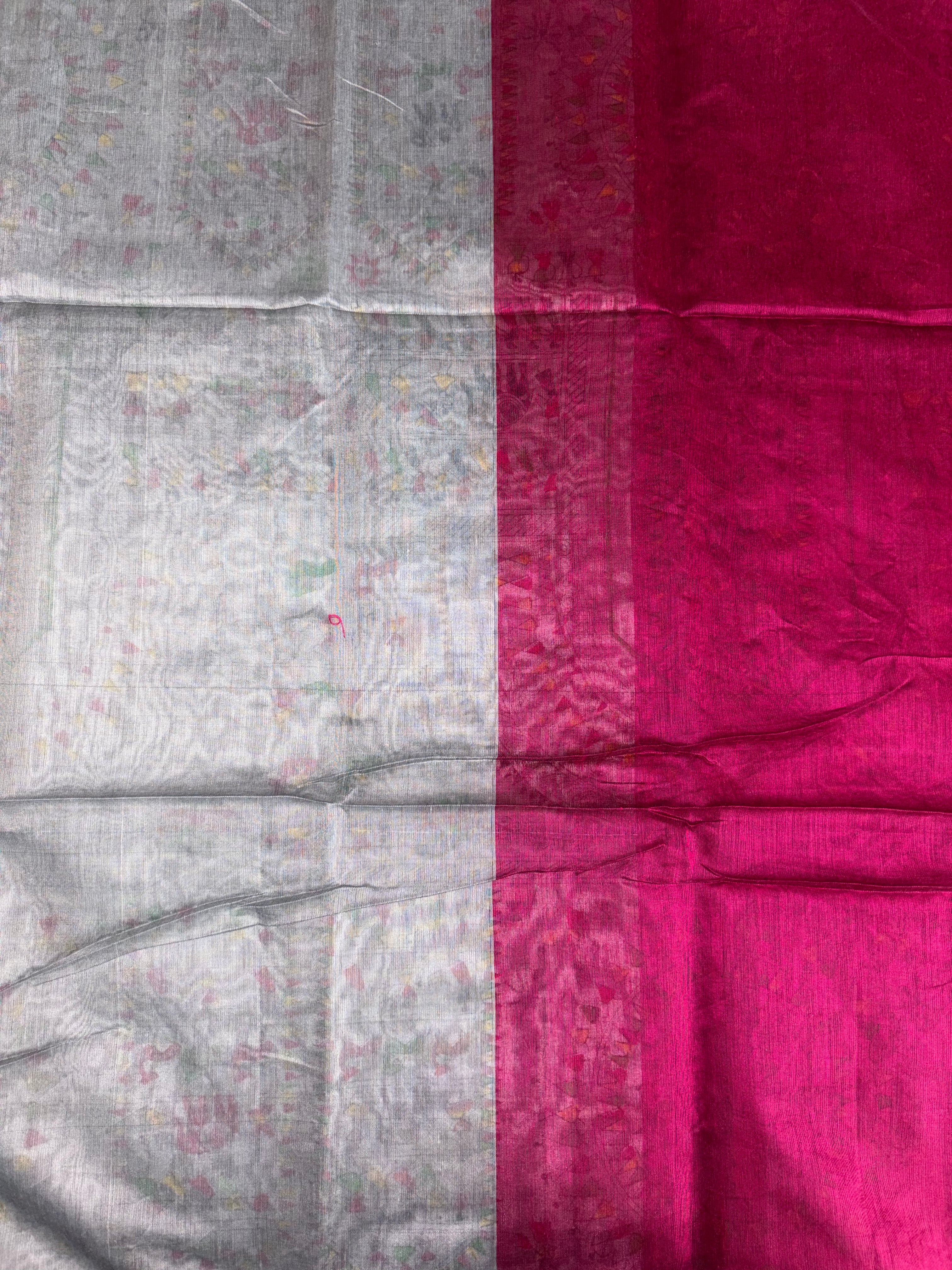 Khadi Cotton (Sophisticated grey & rich magenta)