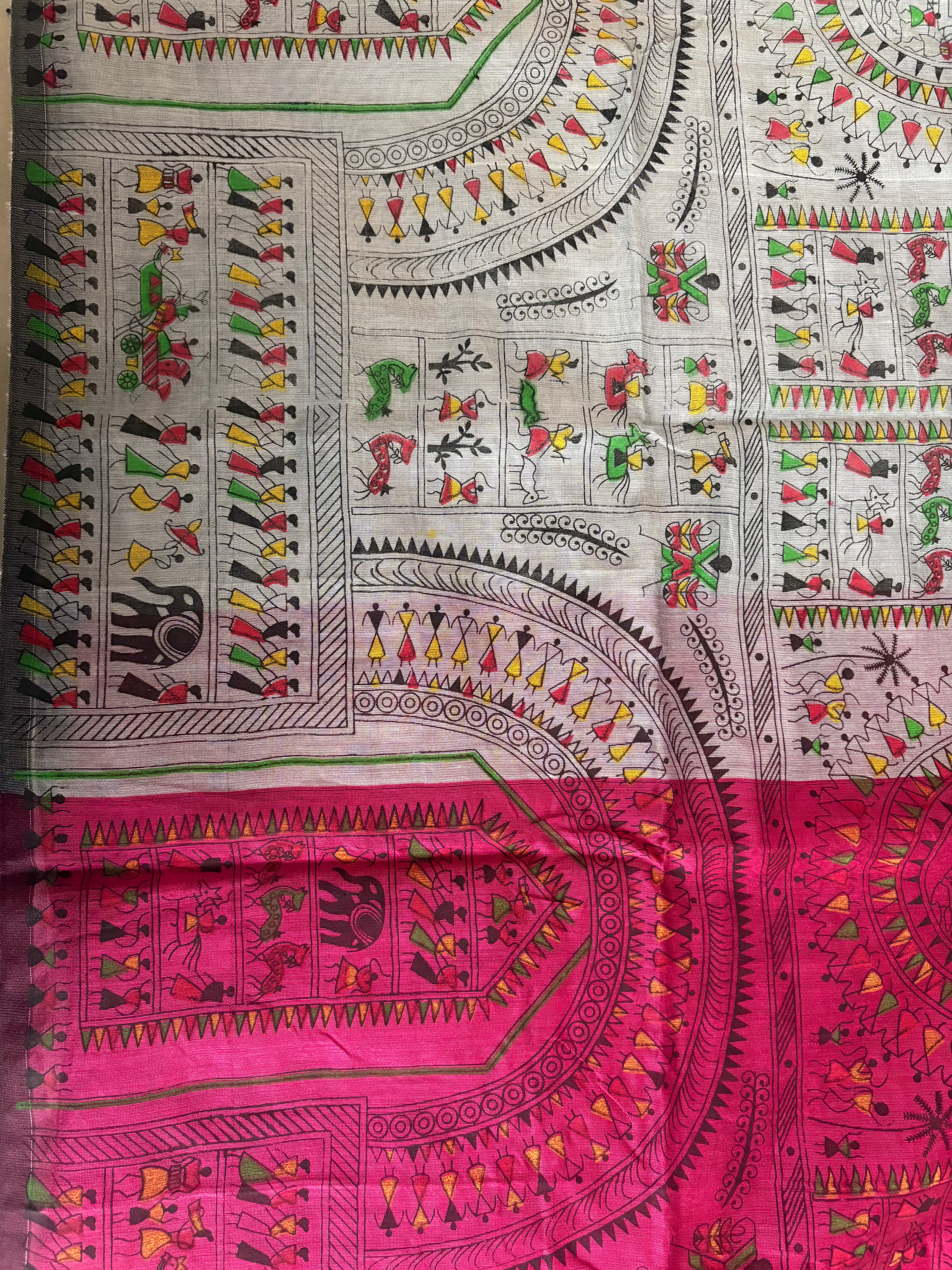 Khadi Cotton (Sophisticated grey & rich magenta)