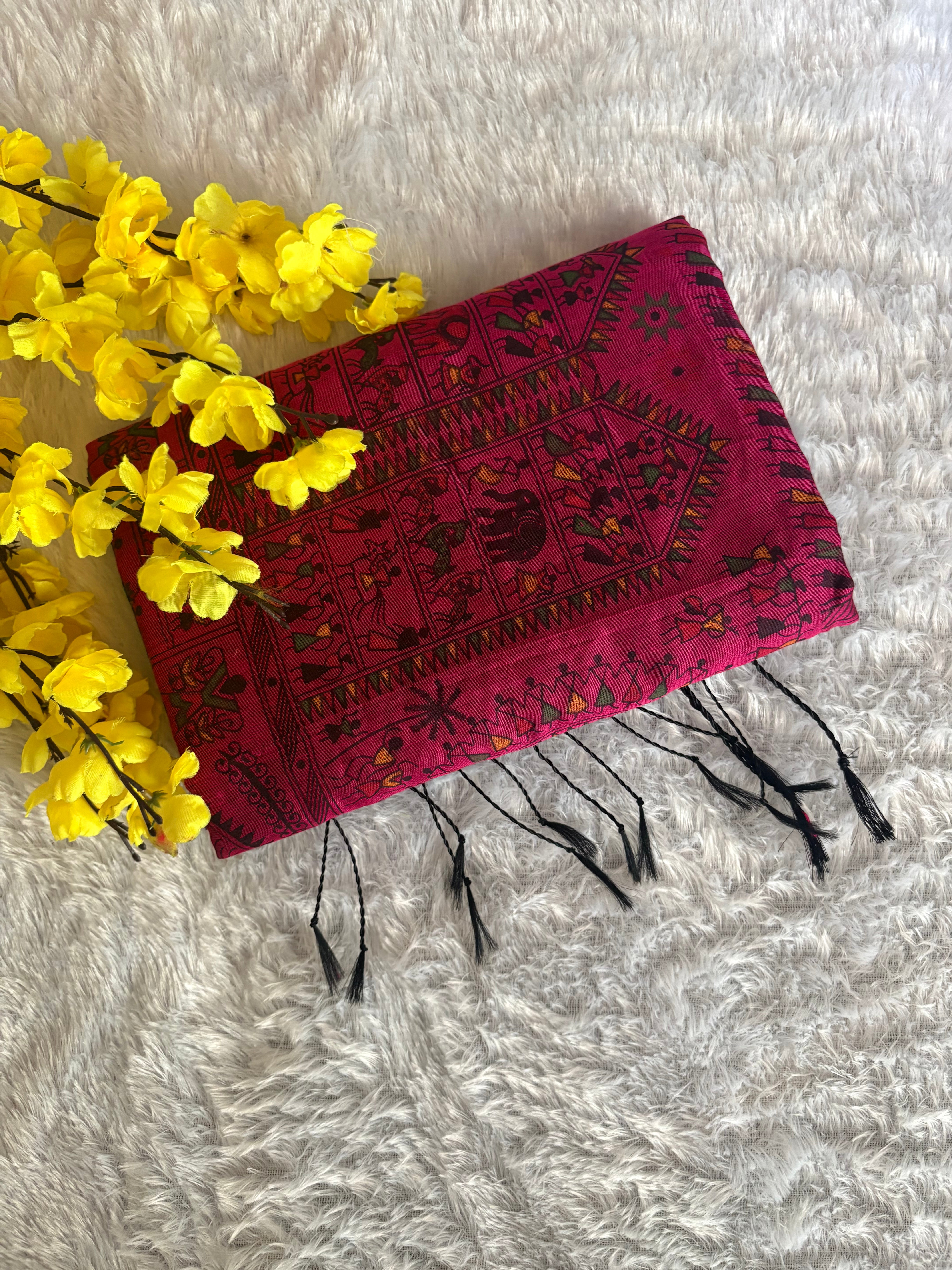 Khadi Cotton ( Vibrant royal blue & magenta)