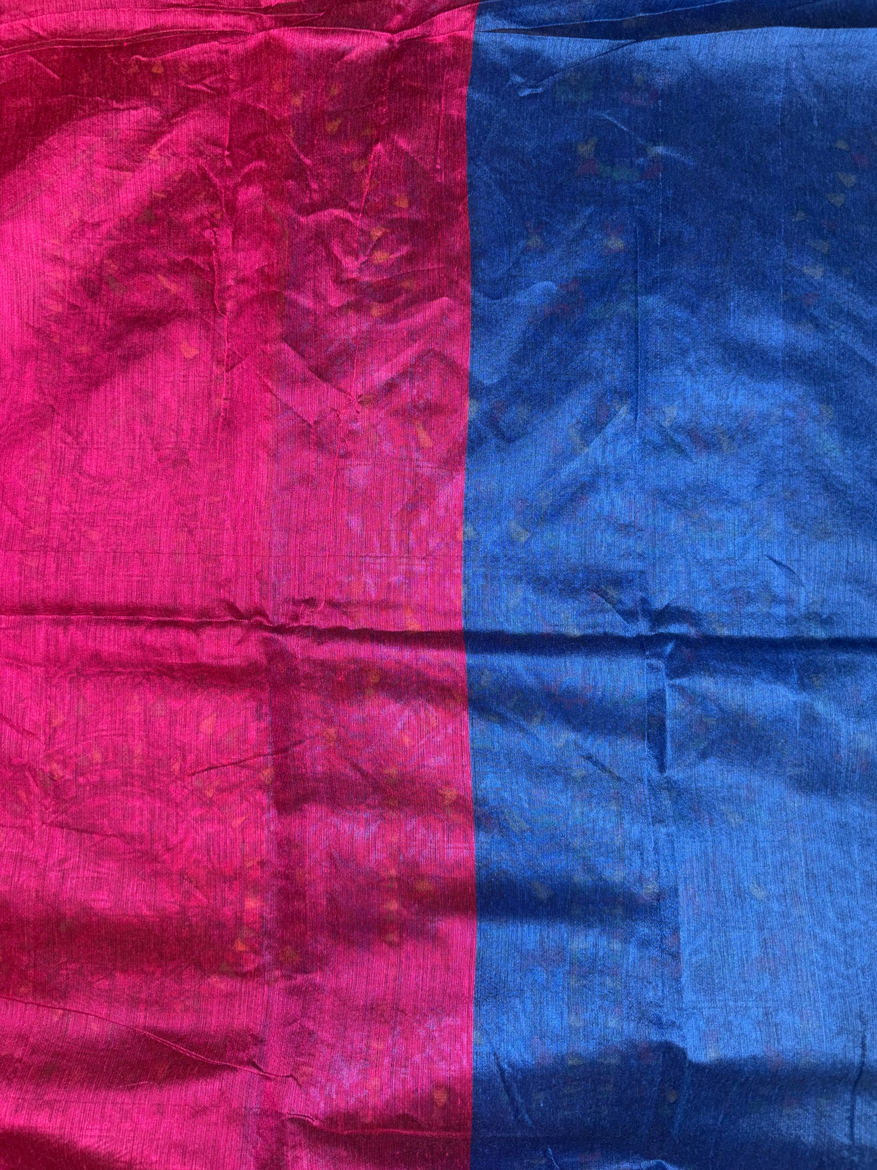 Khadi Cotton ( Vibrant royal blue & magenta)