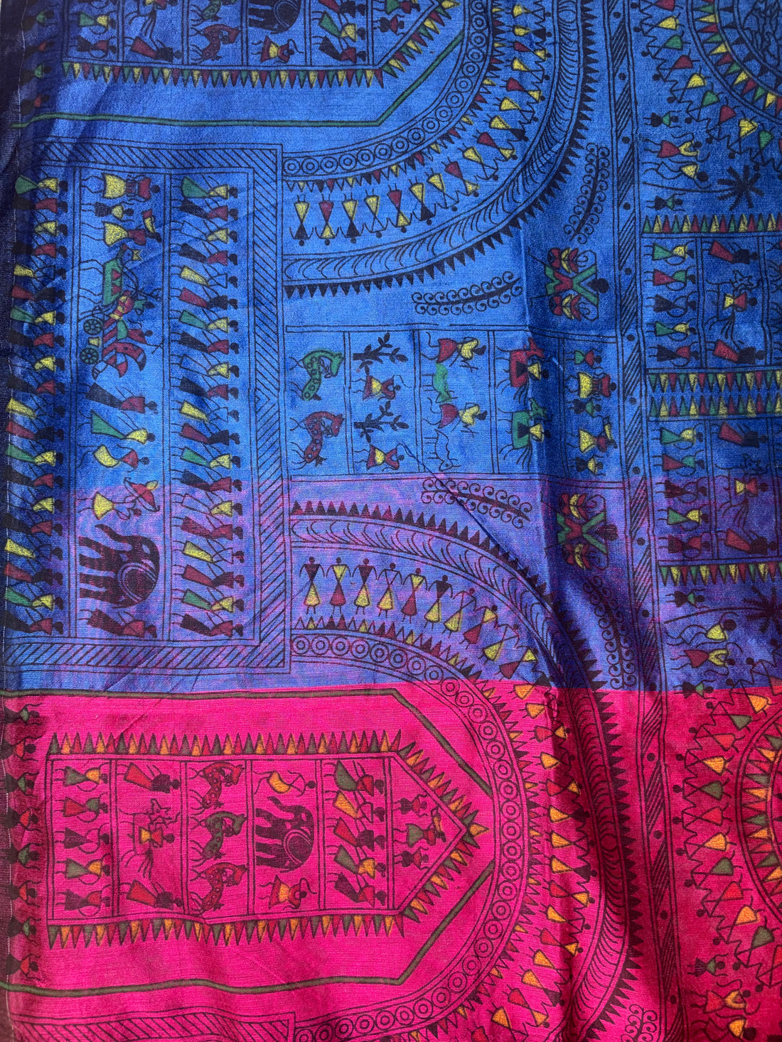 Khadi Cotton ( Vibrant royal blue & magenta)