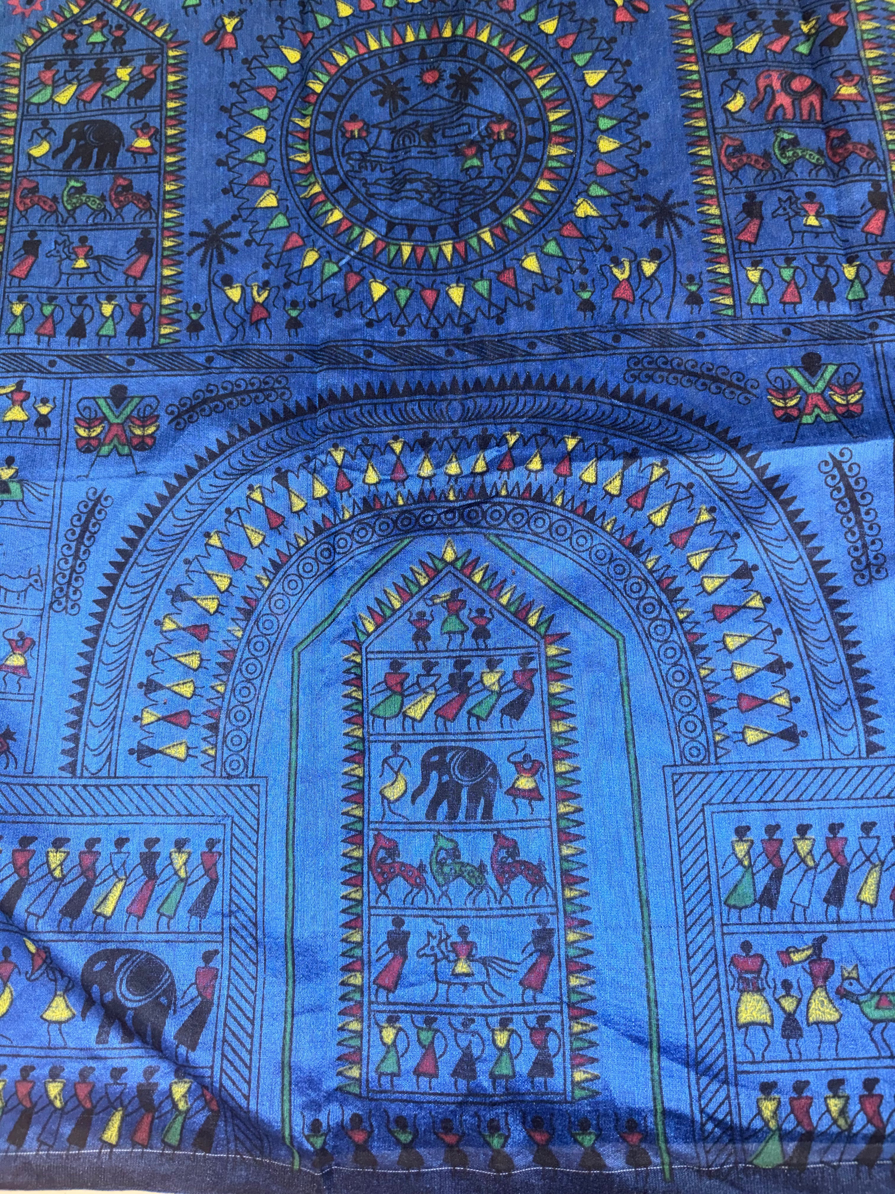 Khadi Cotton ( Vibrant royal blue & magenta)