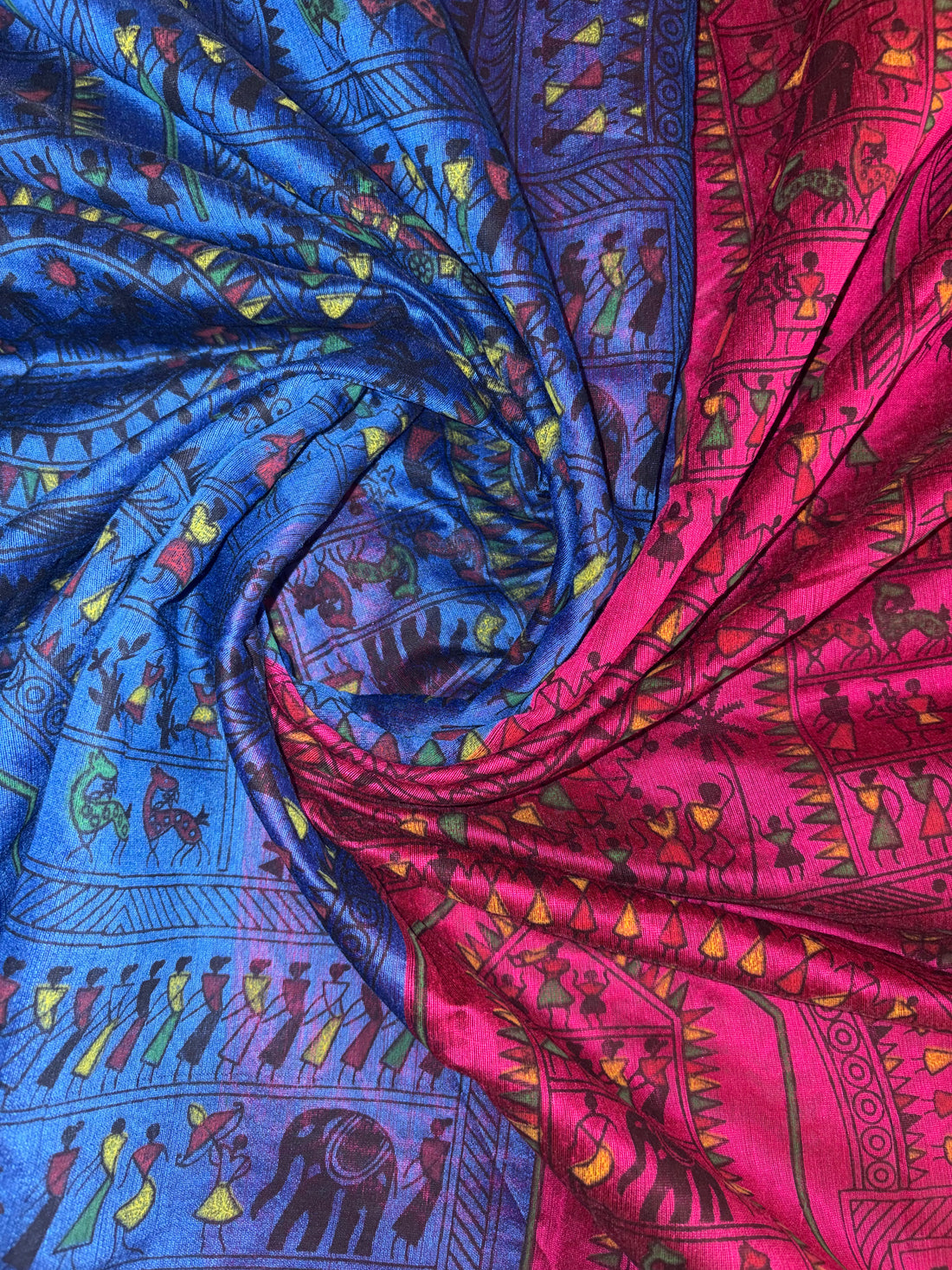 Khadi Cotton ( Vibrant royal blue & magenta)