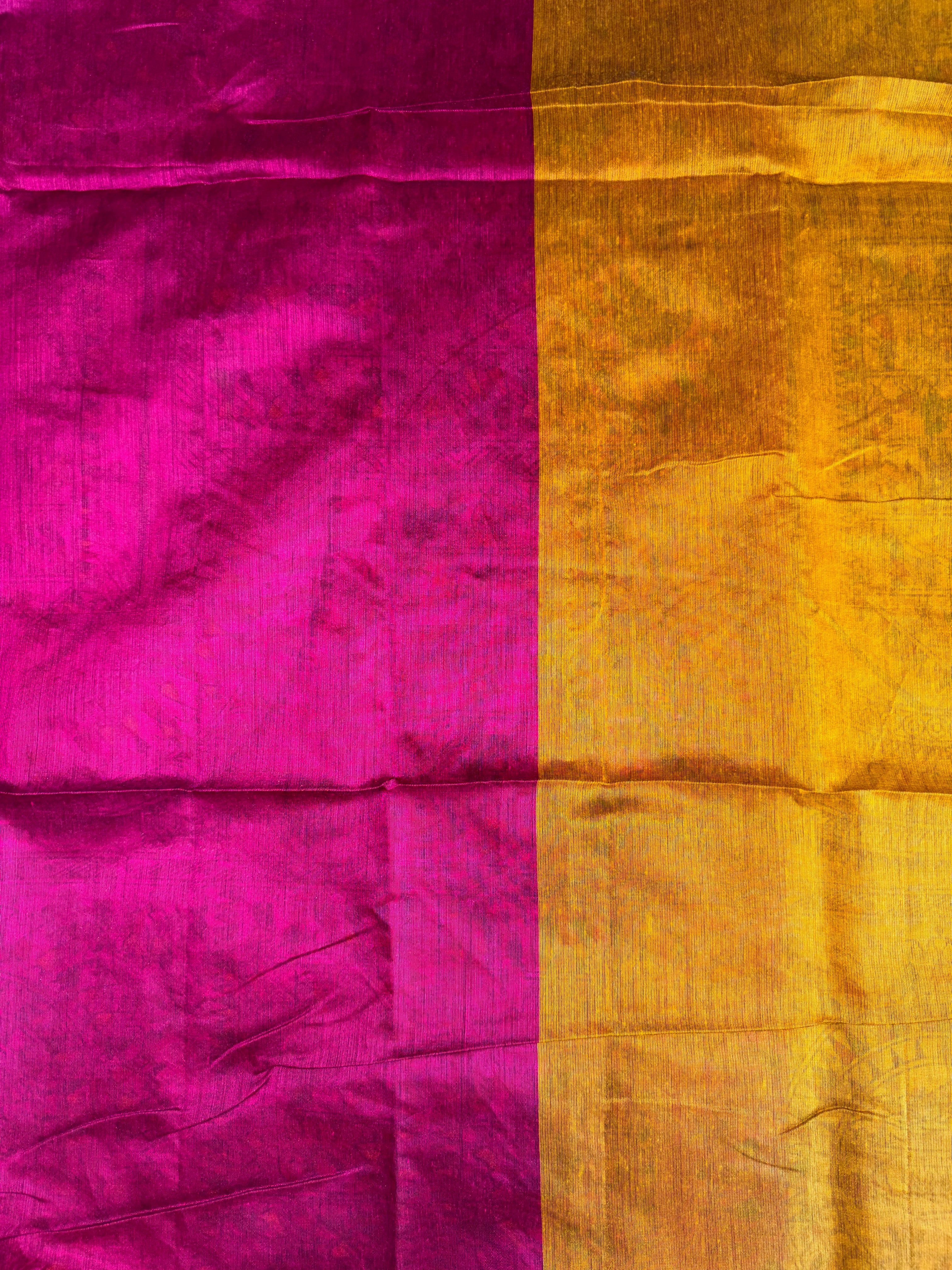 Khadi Cotton ( Magenta & Mustard Yellow)