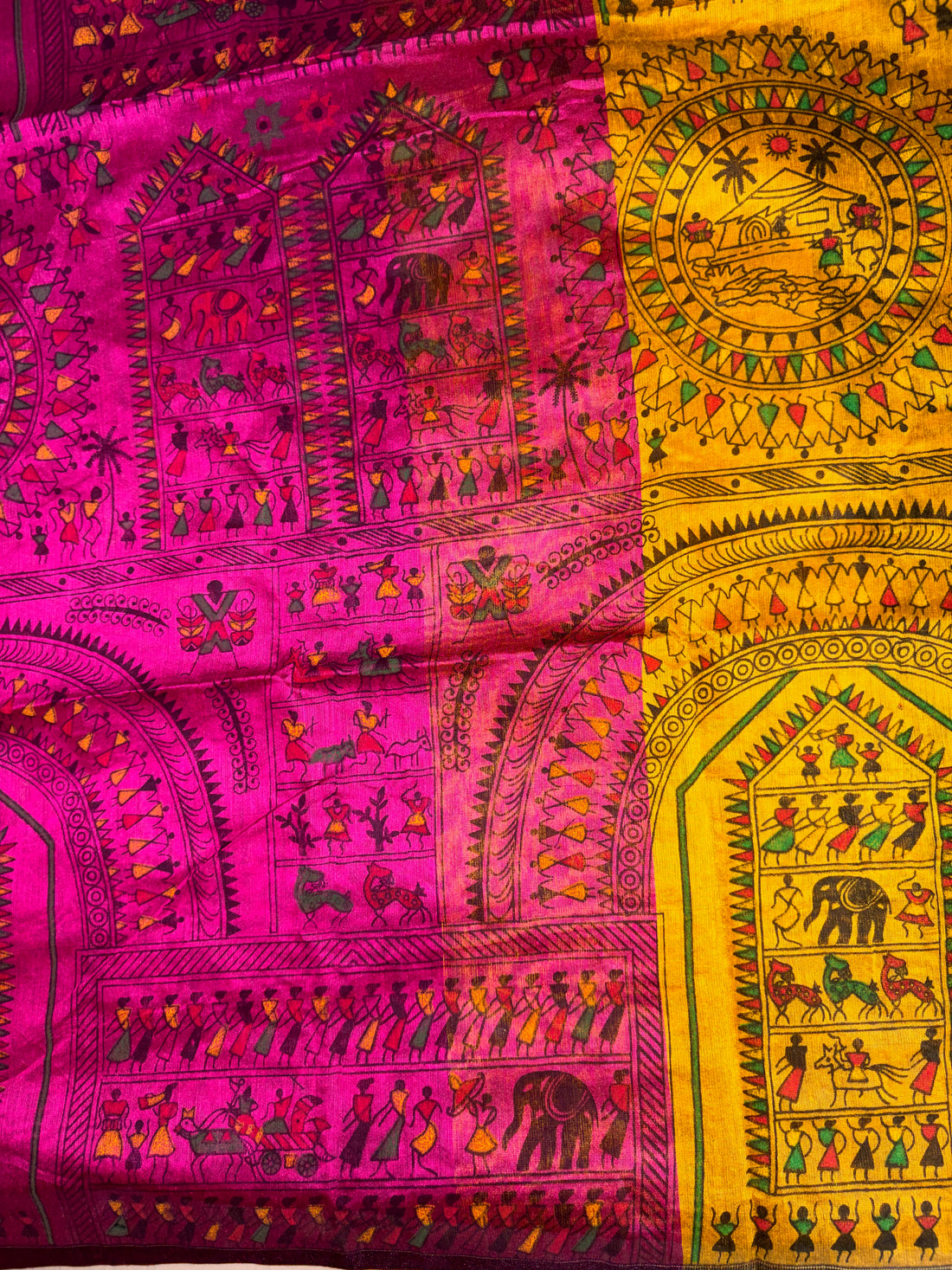 Khadi Cotton ( Magenta & Mustard Yellow)