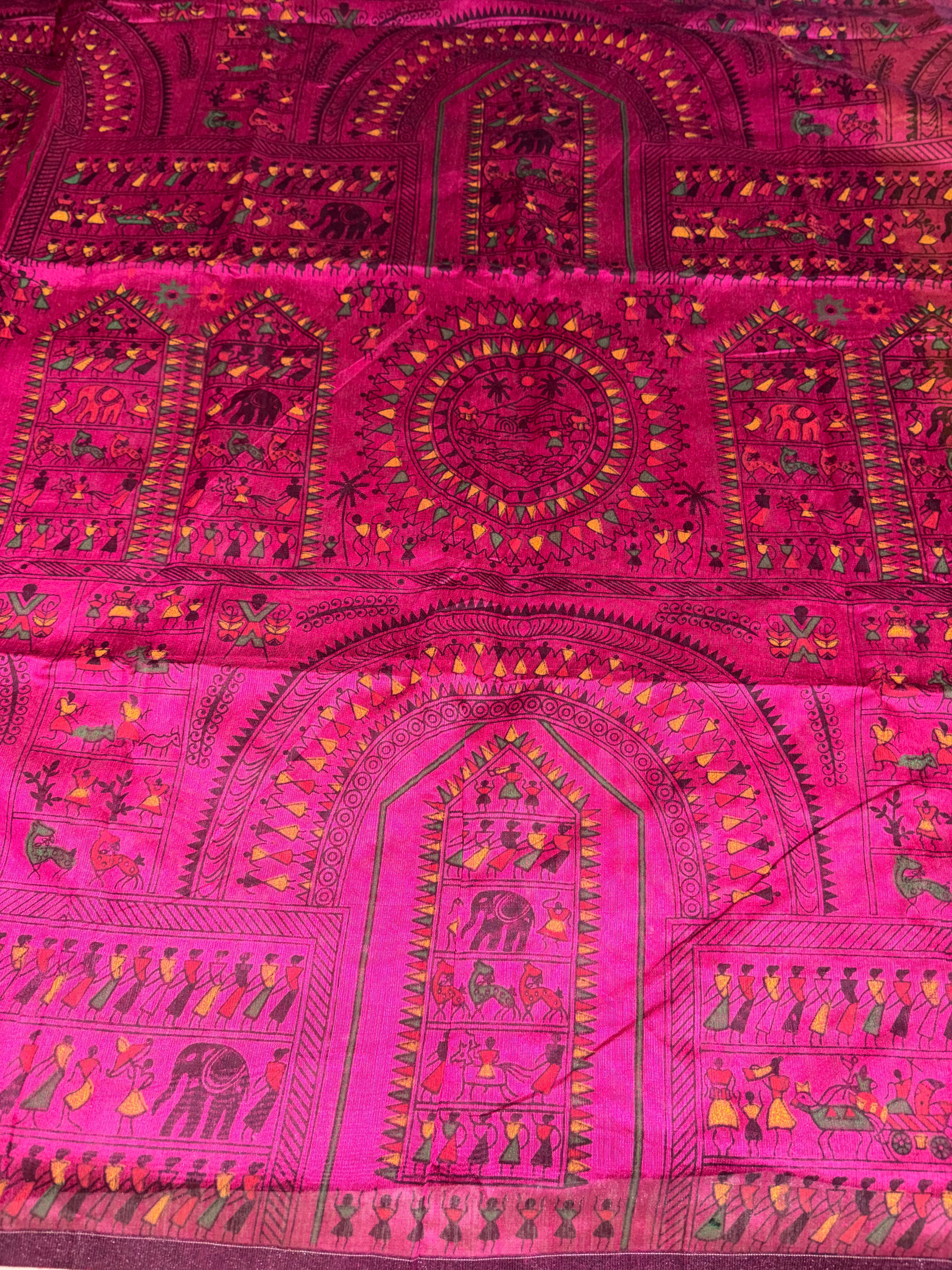 Khadi Cotton ( Magenta & Mustard Yellow)