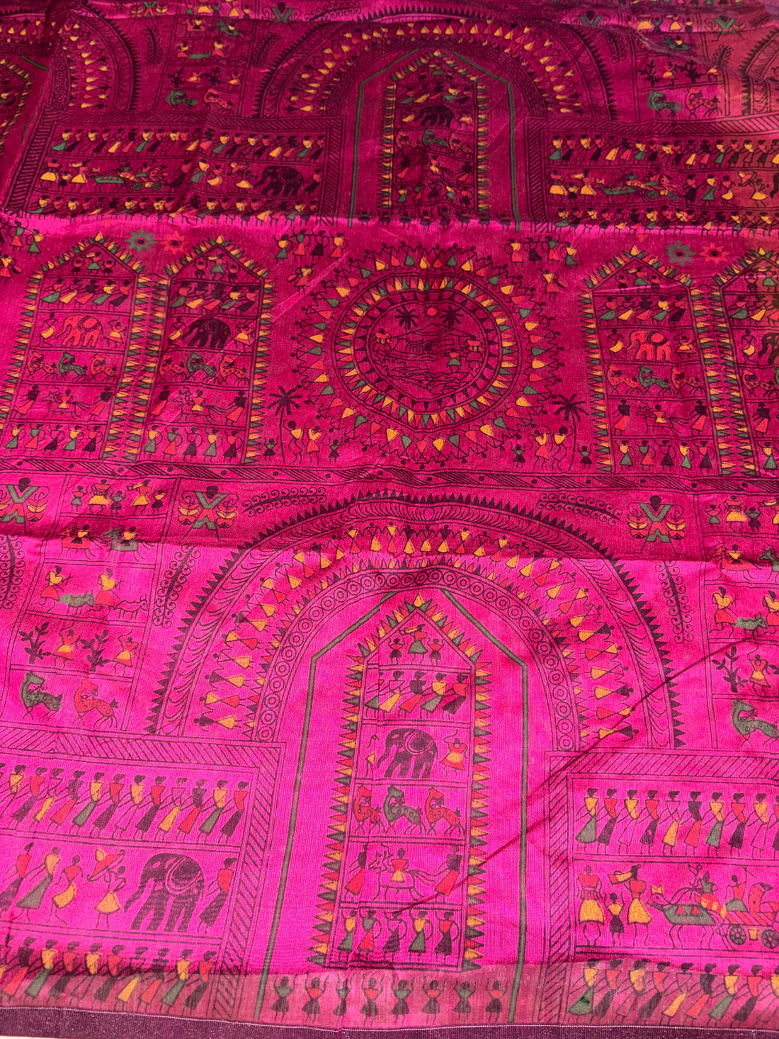 Khadi Cotton ( Magenta & Mustard Yellow)