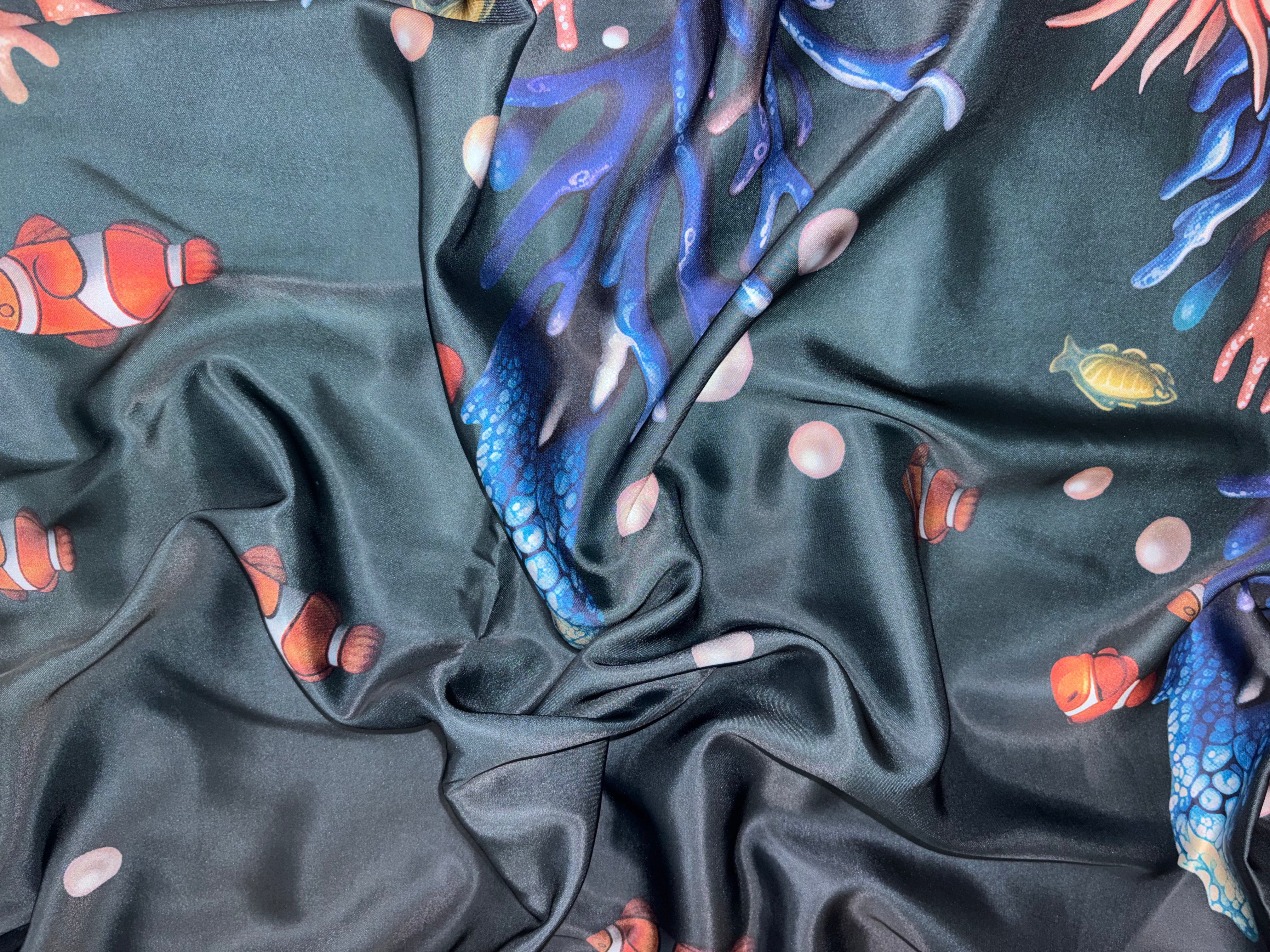 Ocean- Premium Swiss Satin (Deep Dark Green)
