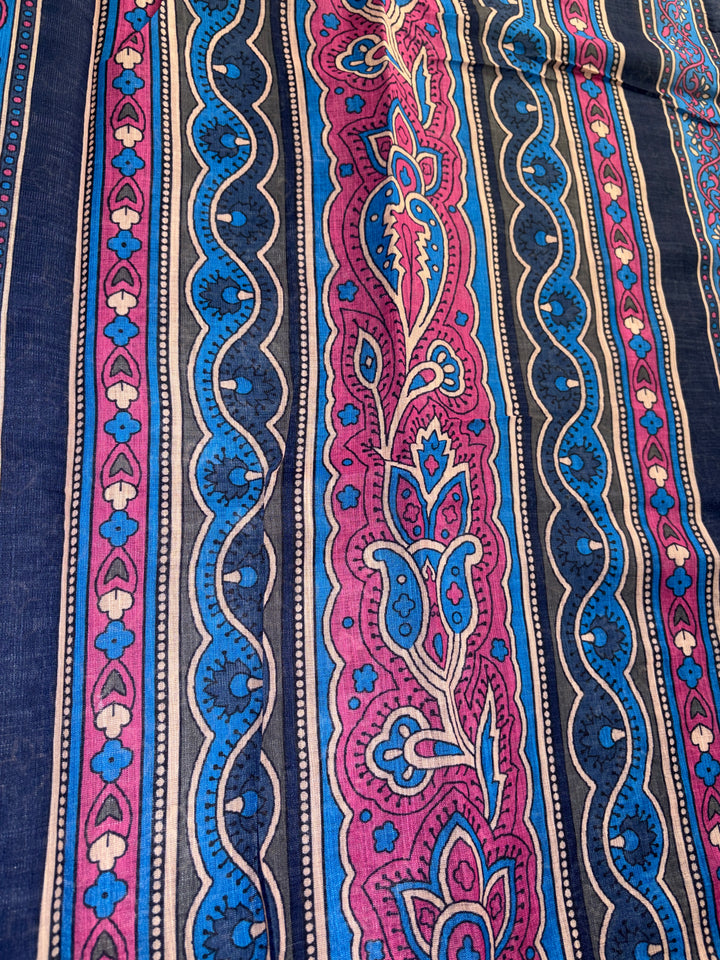 Naira- Pure Cotton (Deep Blue & Magenta Base )